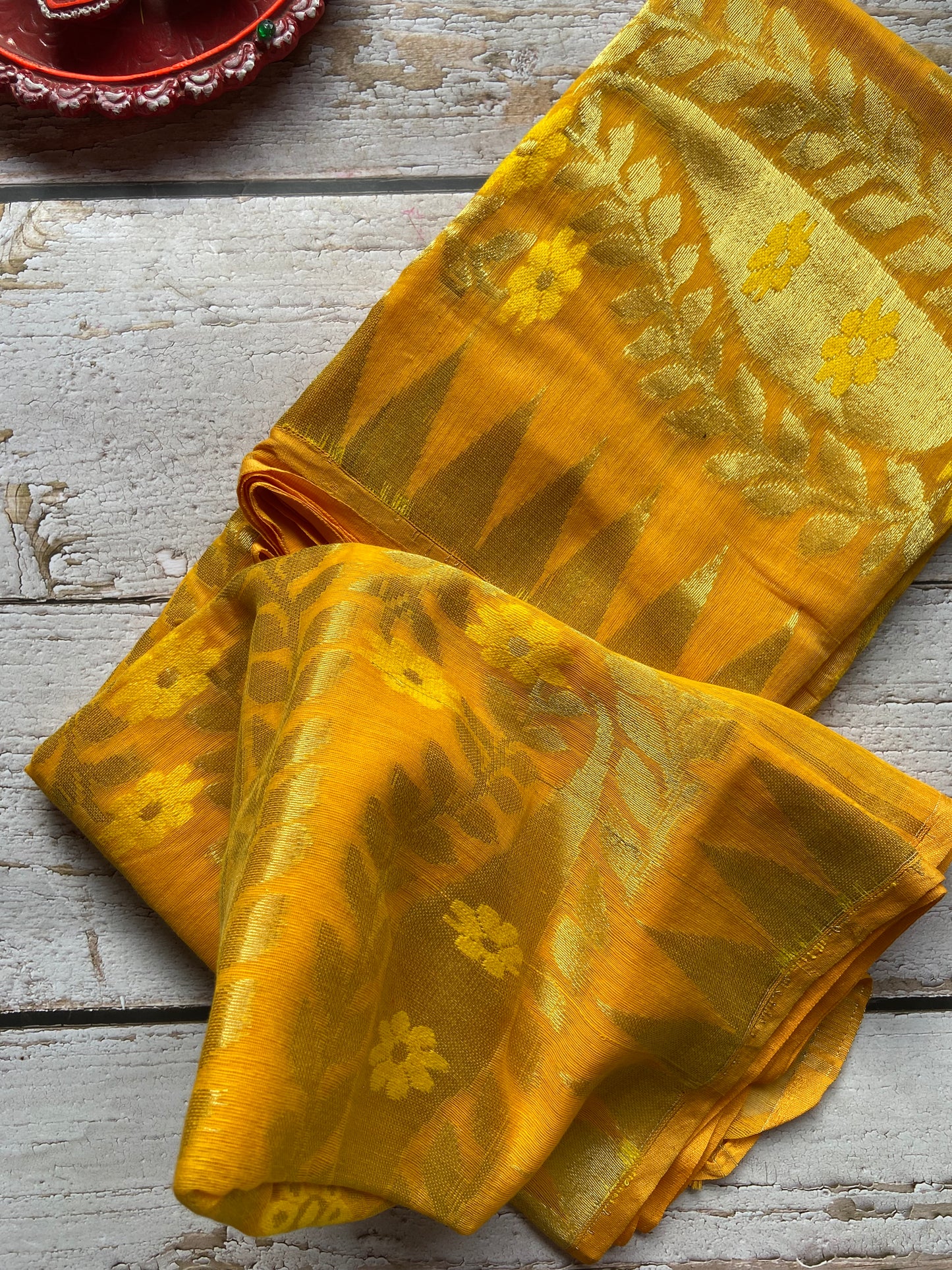 Holudh Yellow Jamdani Saree