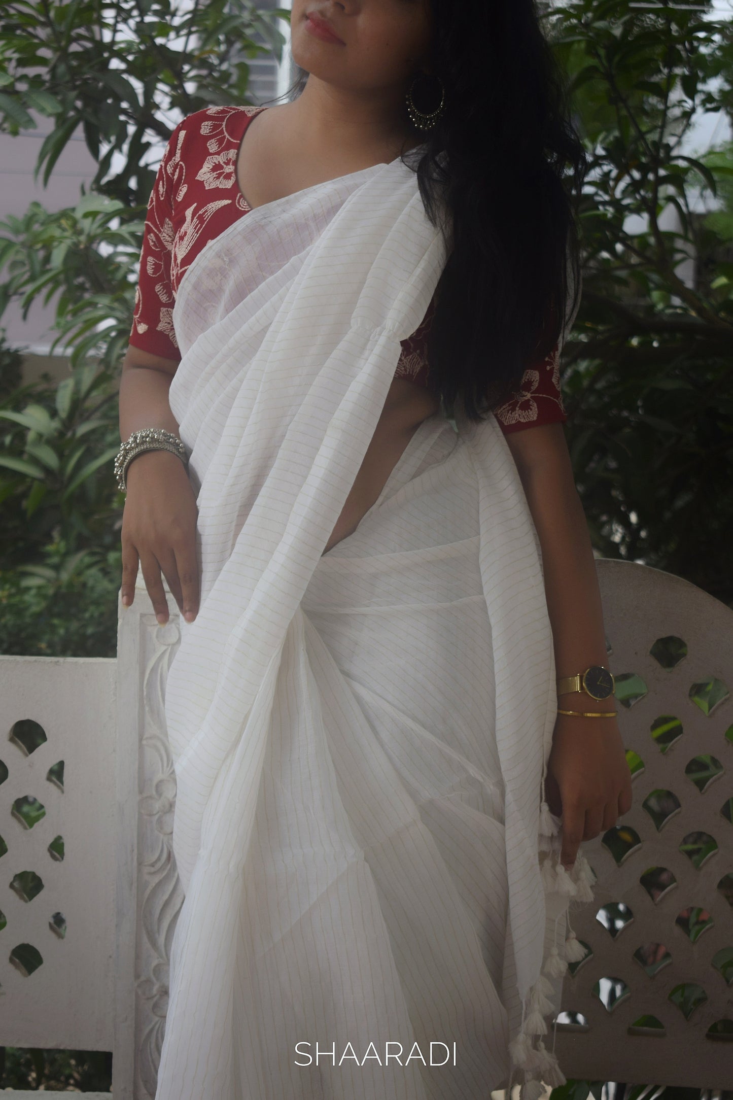 Ivory Mul Saree