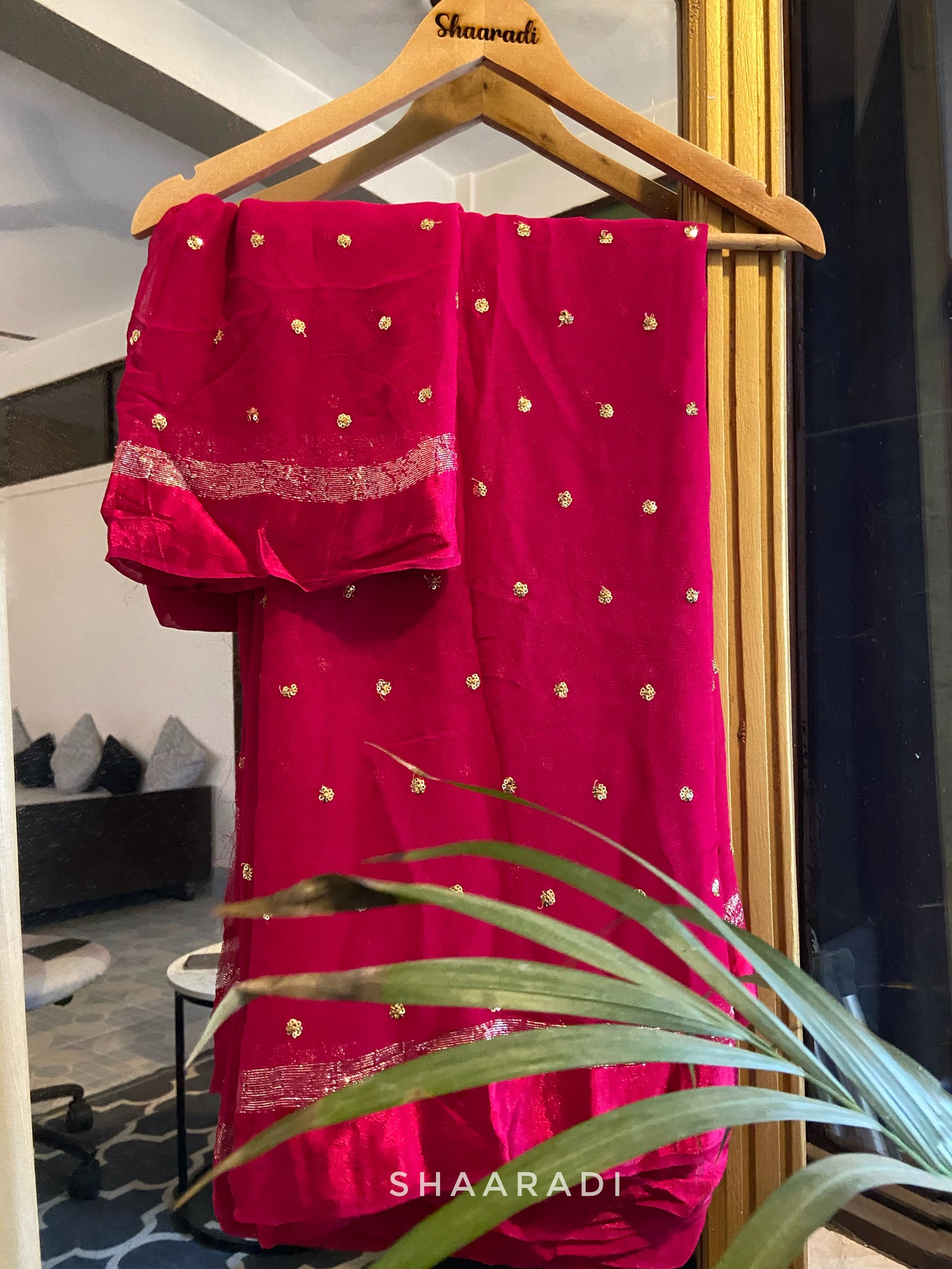 Sequinned Rani Saree