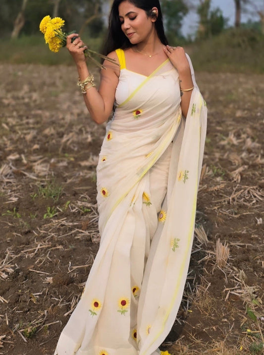 Sunflower Mul Saree