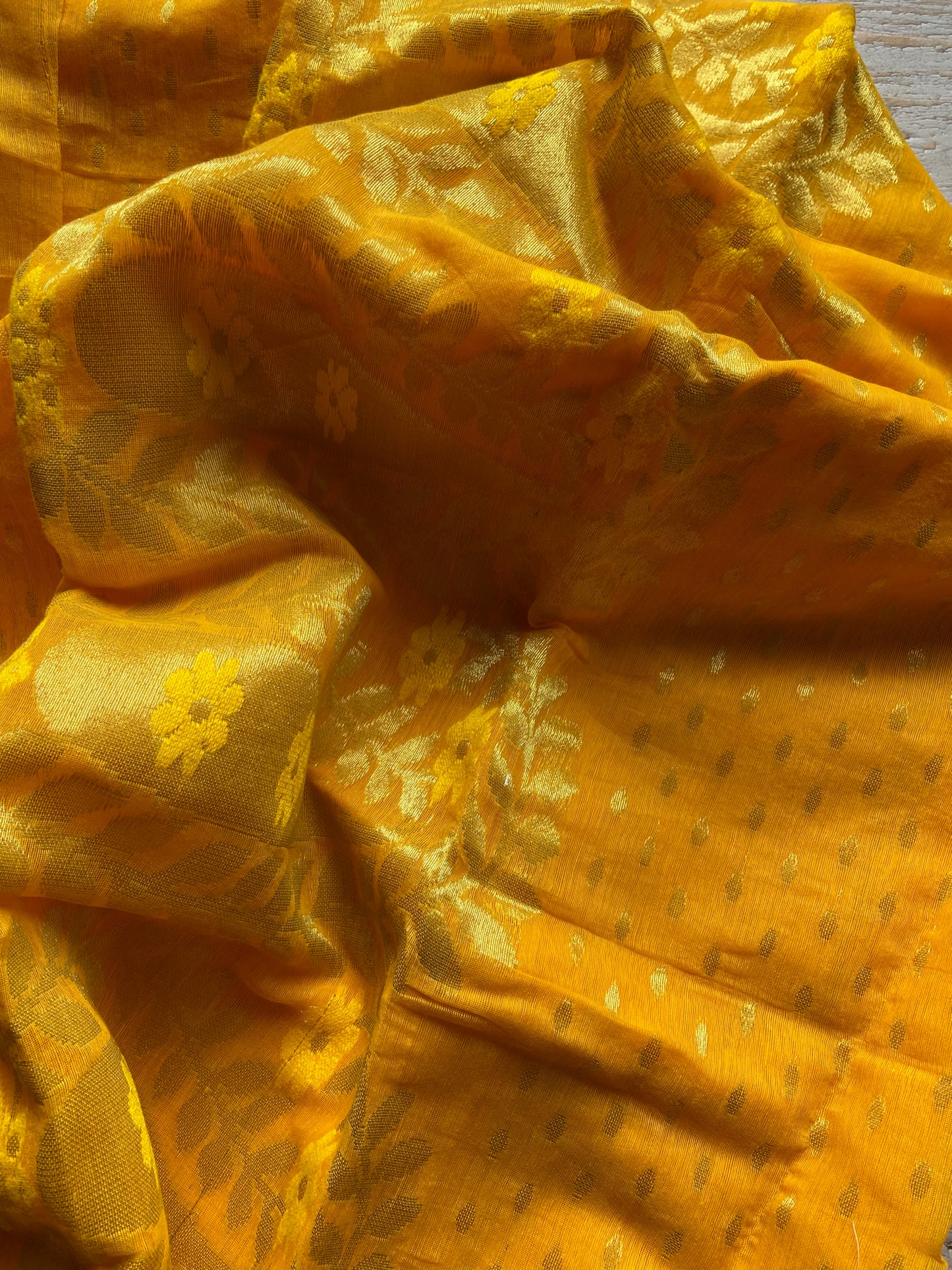 Holudh Yellow Jamdani Saree