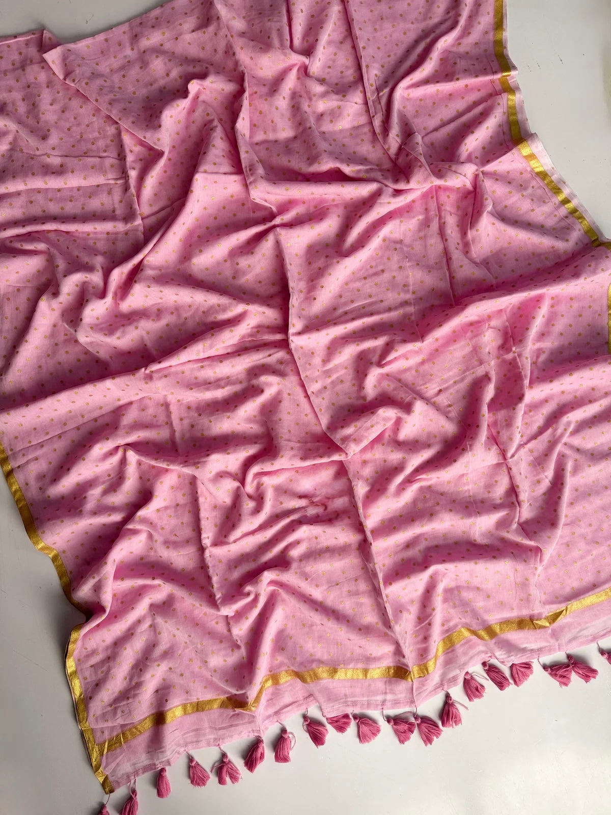 Gold Polka Mul Saree