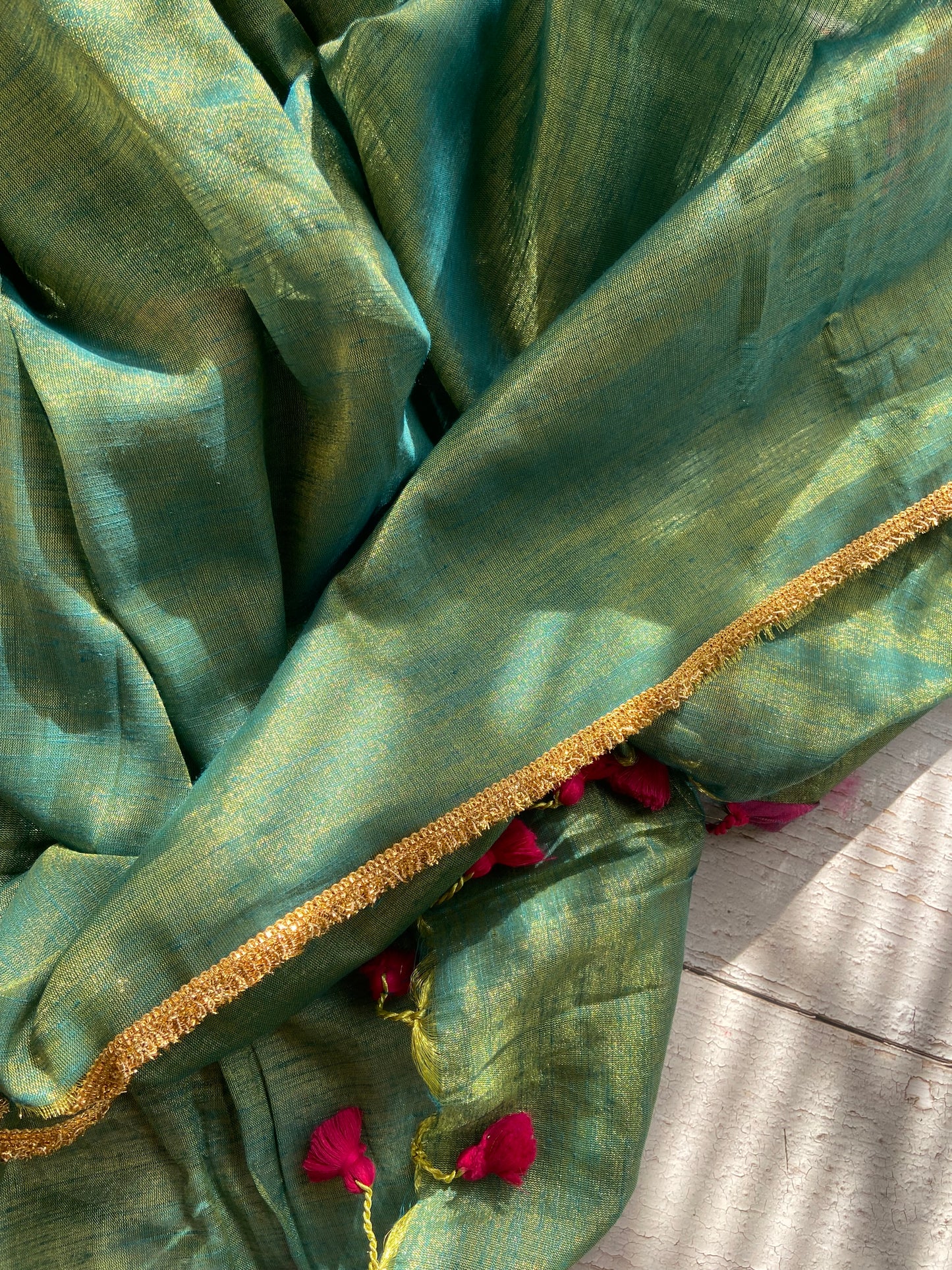 Sunehri Tissue Emerald Saree