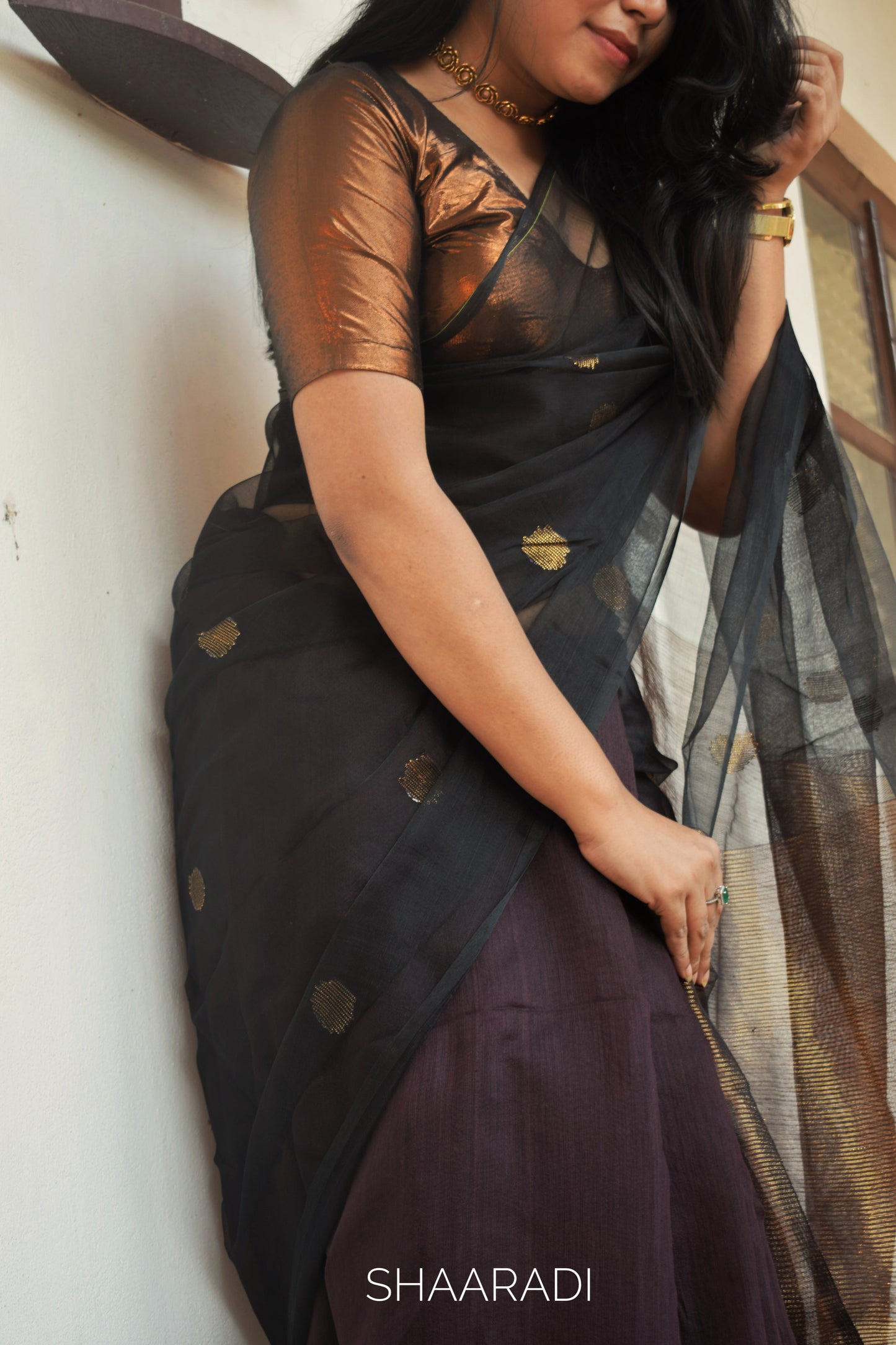 The Black & Bronze Saree