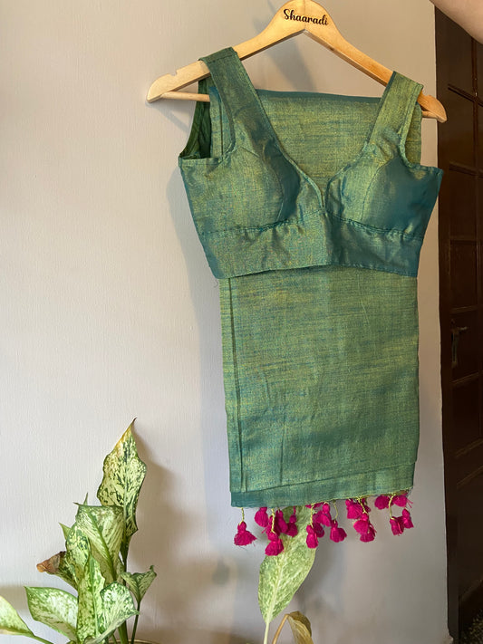 Raag Green Tissue Saree-Blouse Set