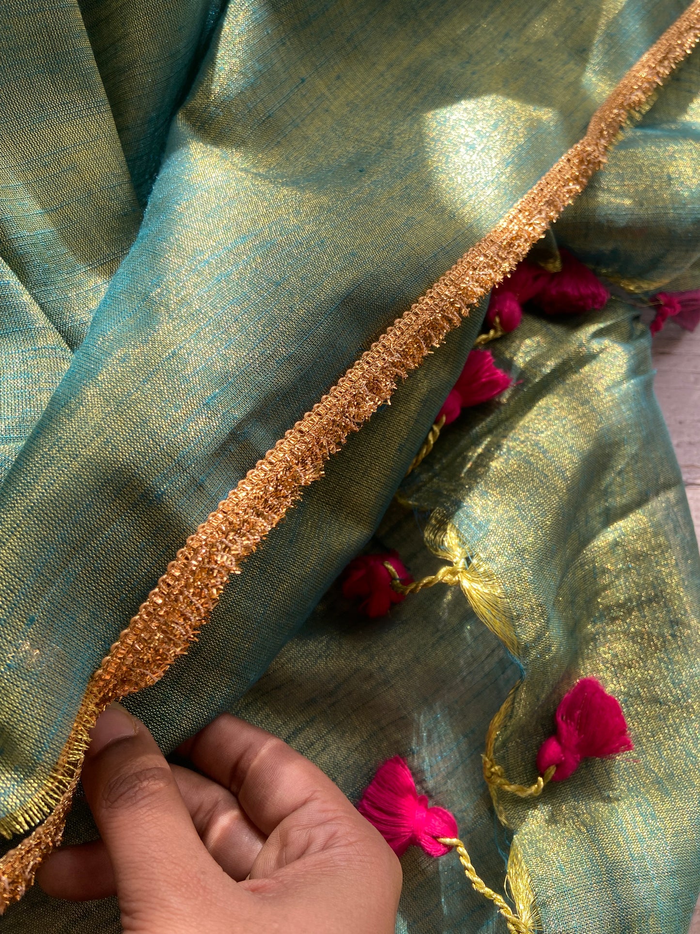 Sunehri Tissue Emerald Saree