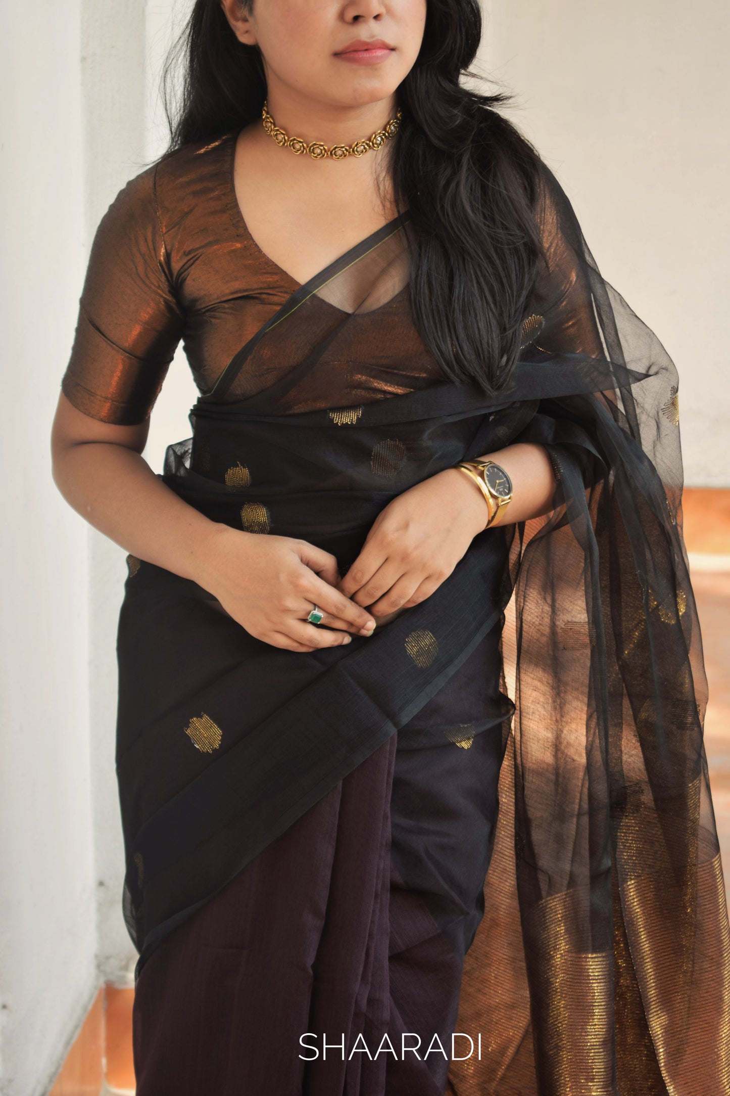 The Black & Bronze Saree