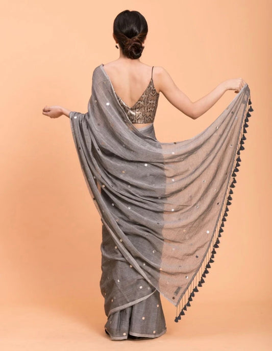 Rashmika Grey Saree