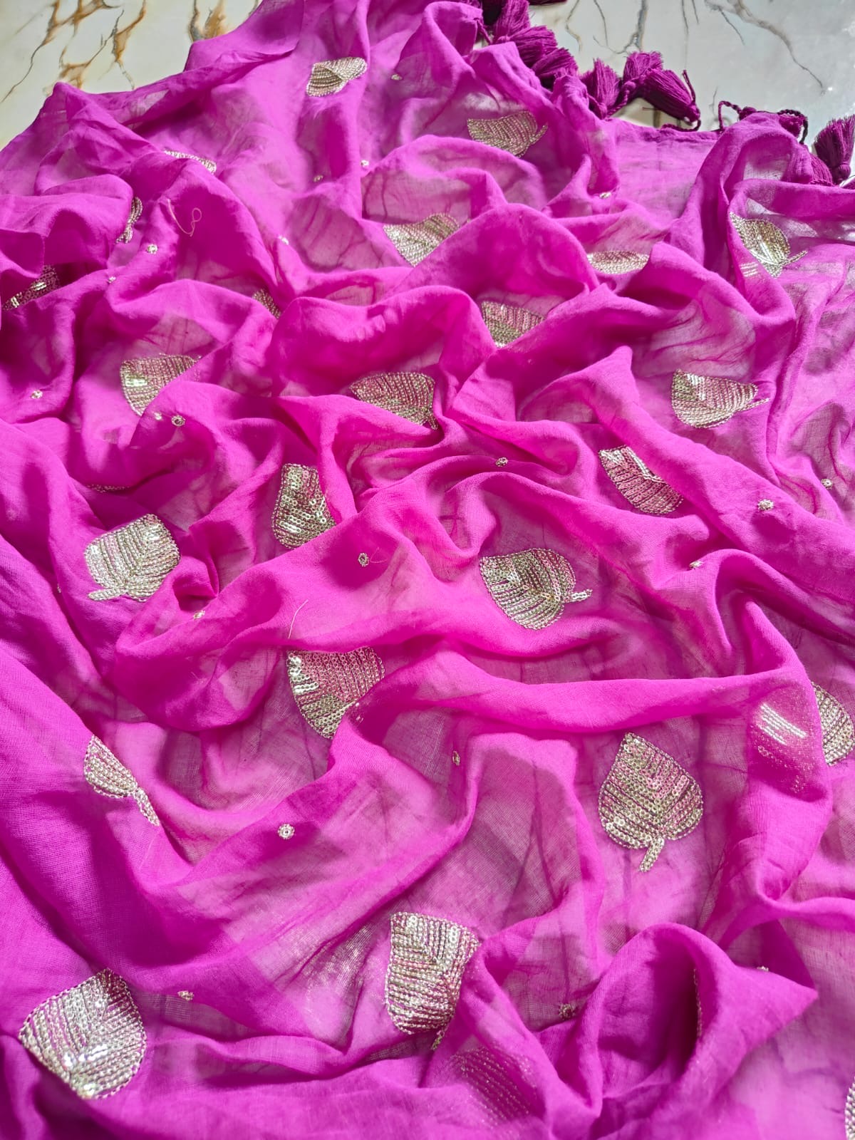 Kirti sequinned Mul Saree