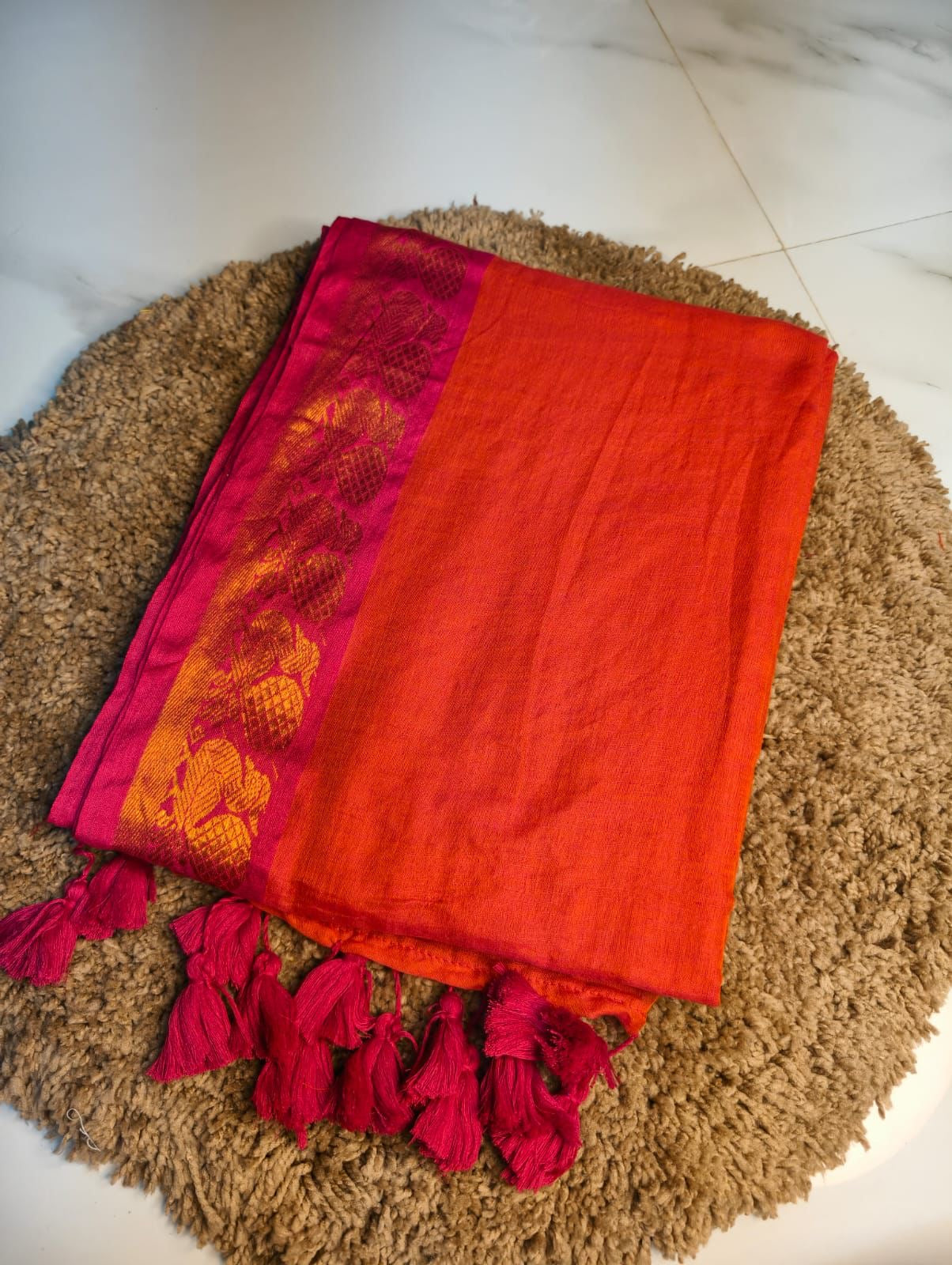 Devika Mul Saree (orange)