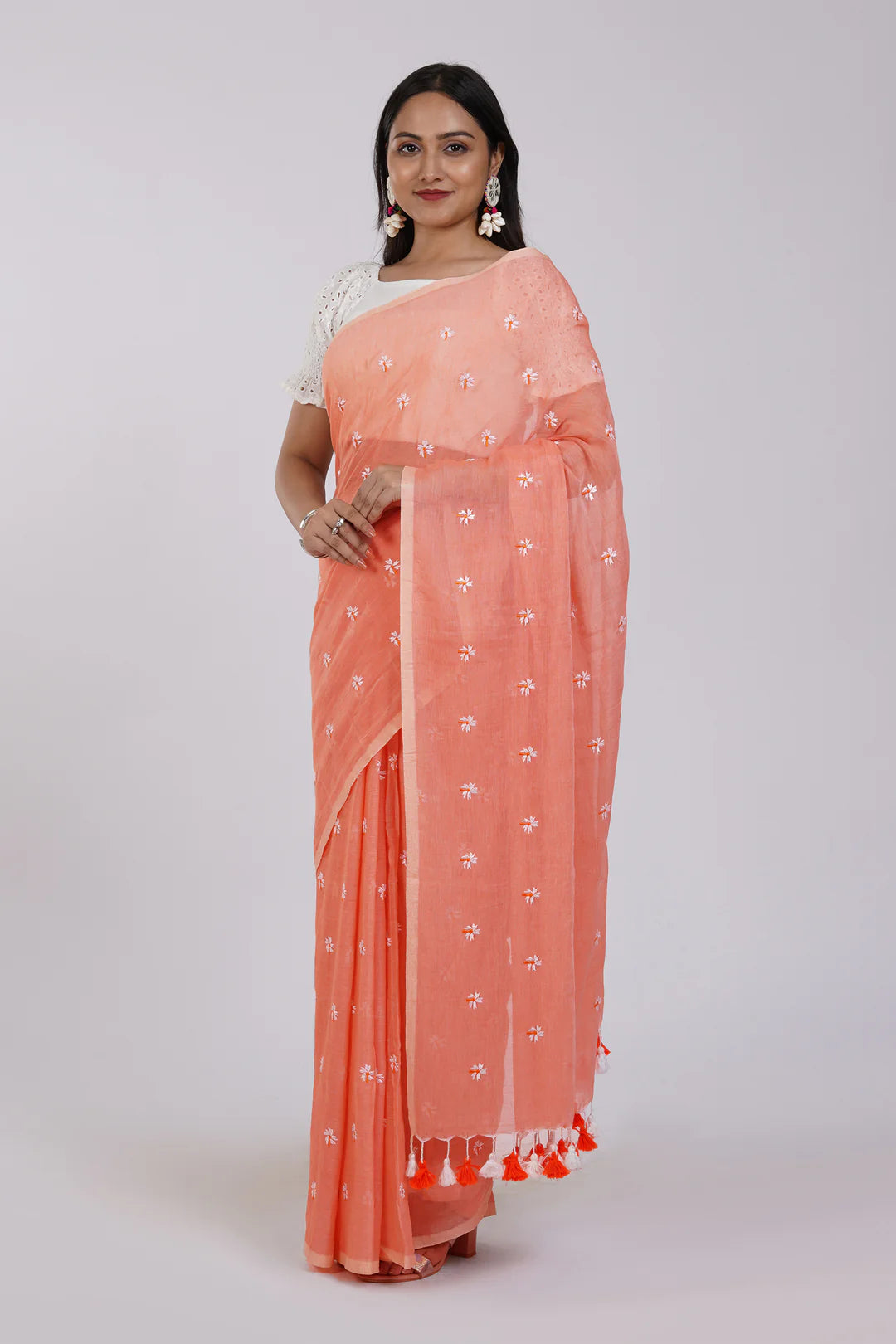 Parijat Peach Saree