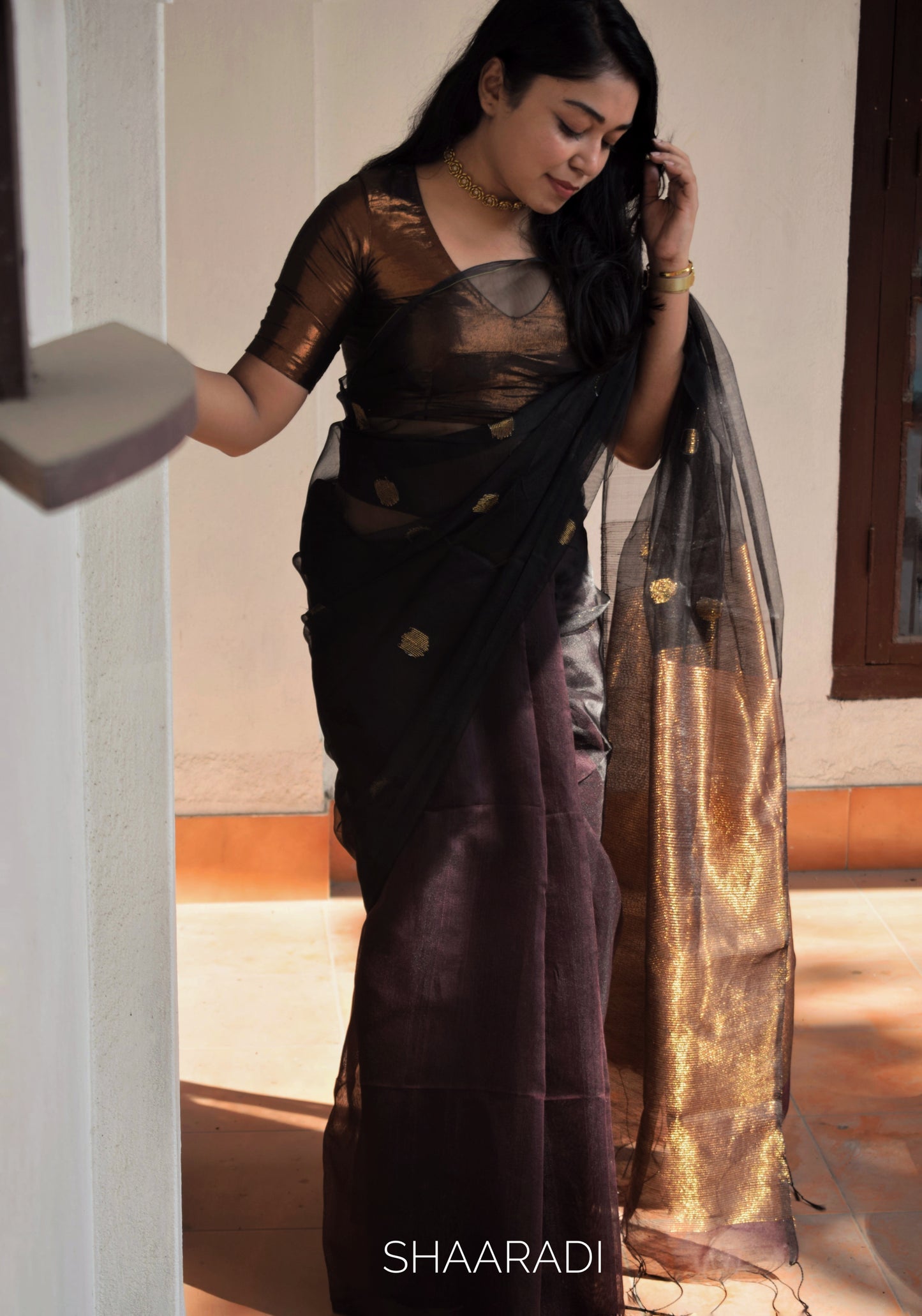 The Black & Bronze Saree