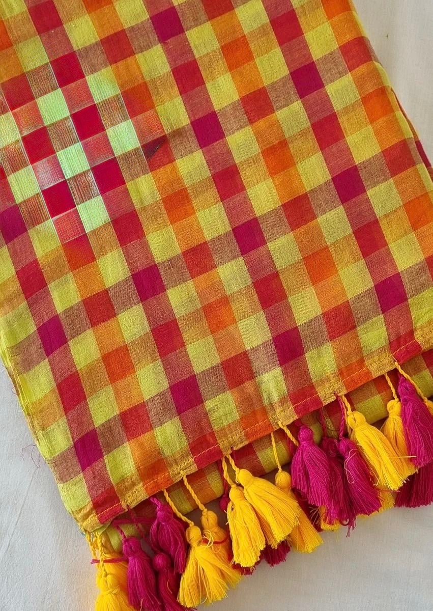 Ila Checked Mul Saree