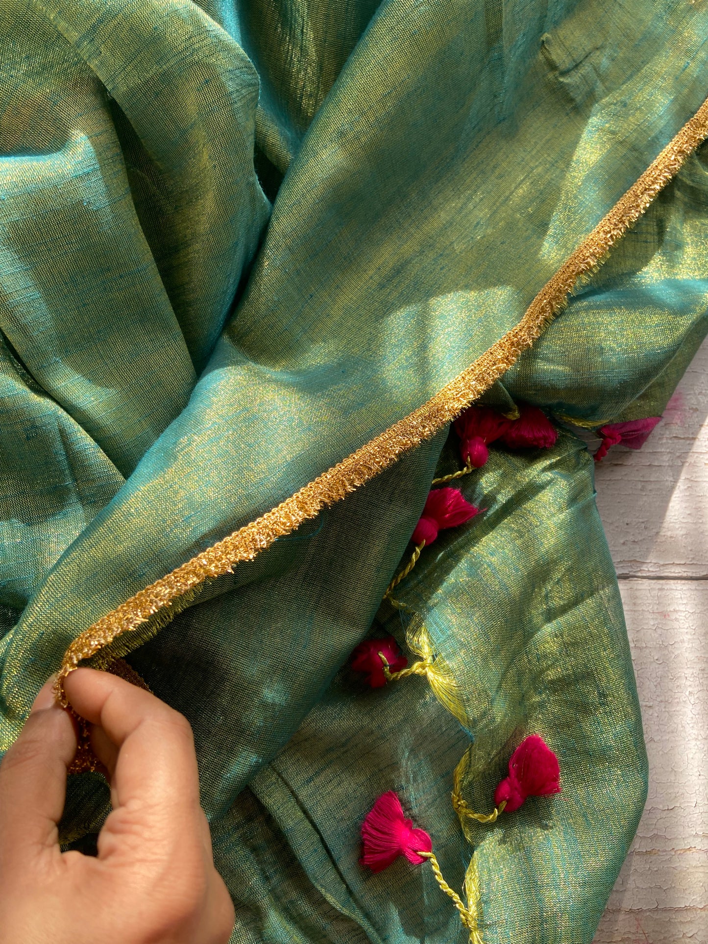 Sunehri Tissue Emerald Saree