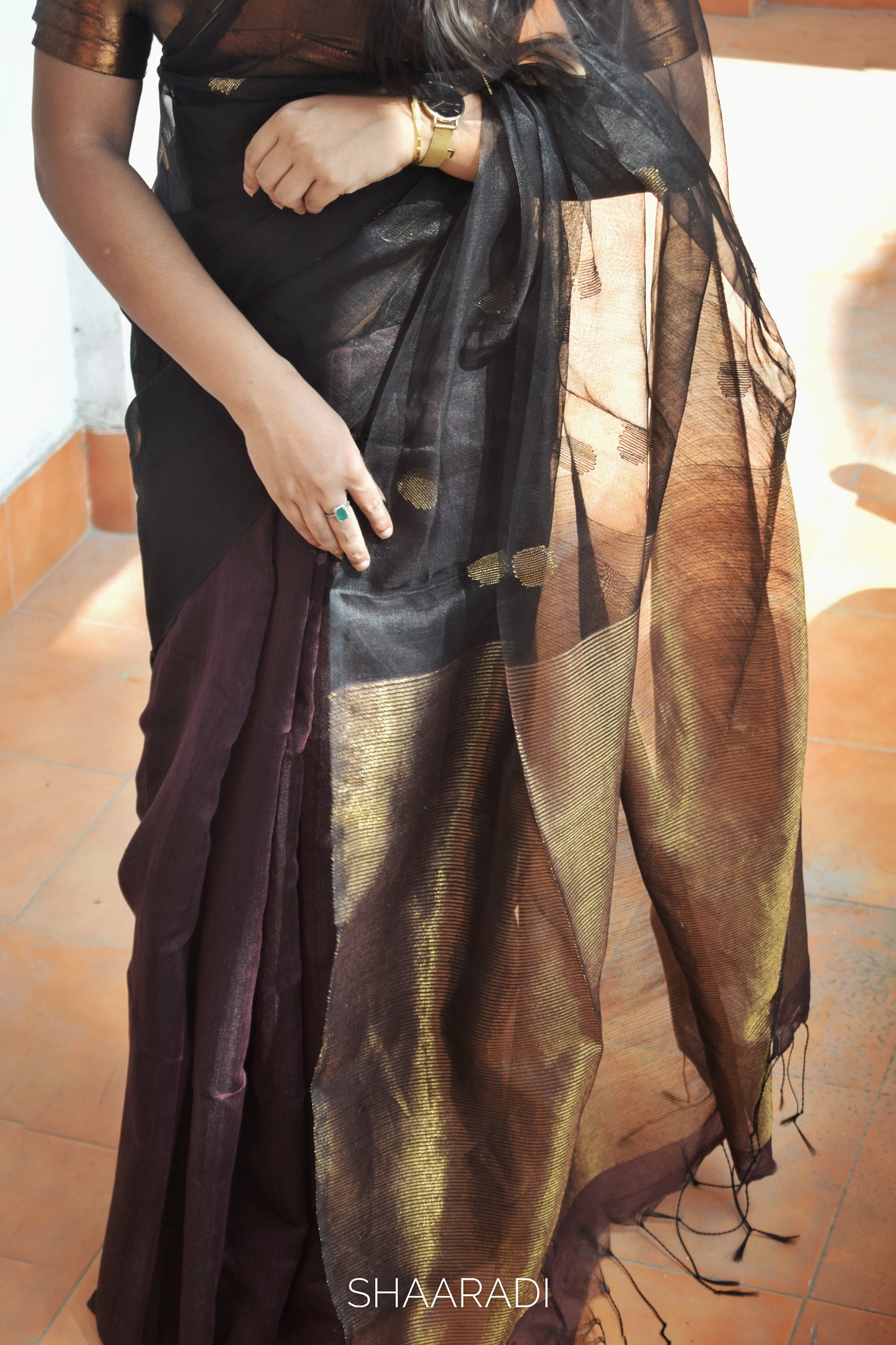The Black & Bronze Saree