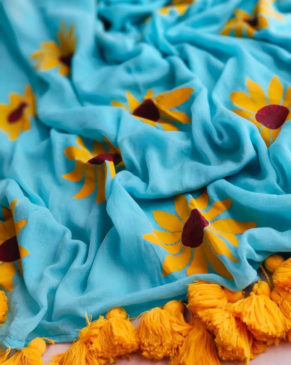 Sunflower Blue Mul Saree