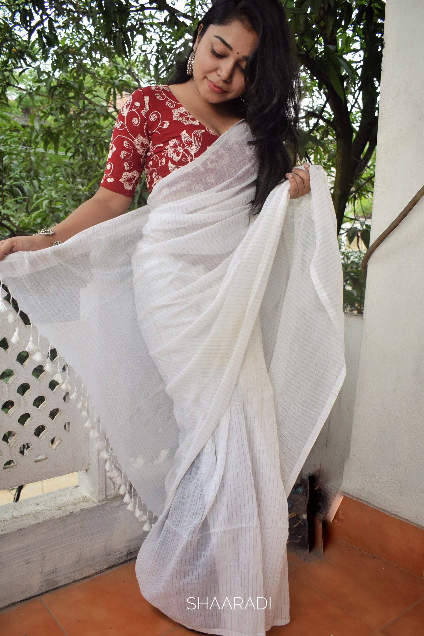 Ivory Mul Saree