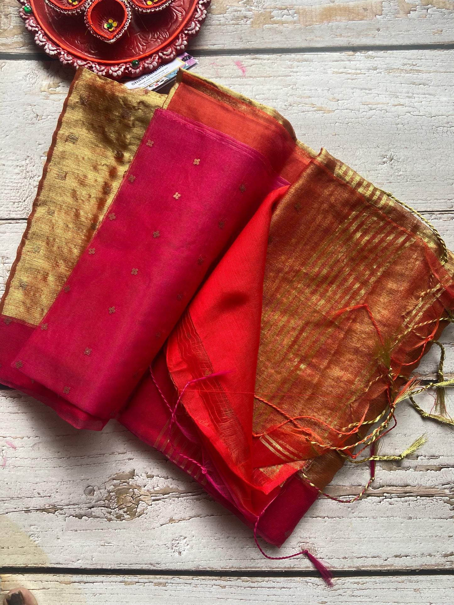 Banno Red Tissue Saree