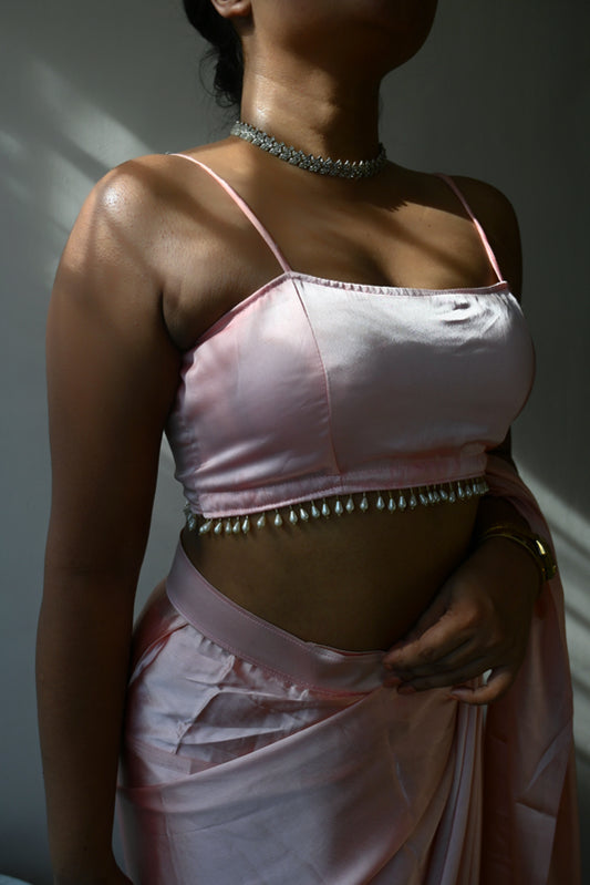 Blush Pink Saree-Blouse Set