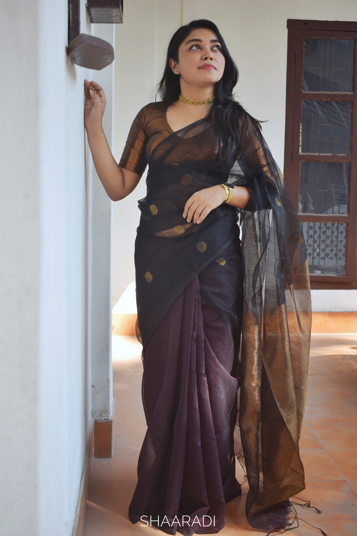 The Black & Bronze Saree