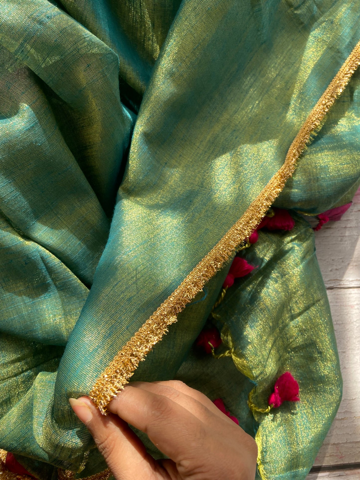 Sunehri Tissue Emerald Saree