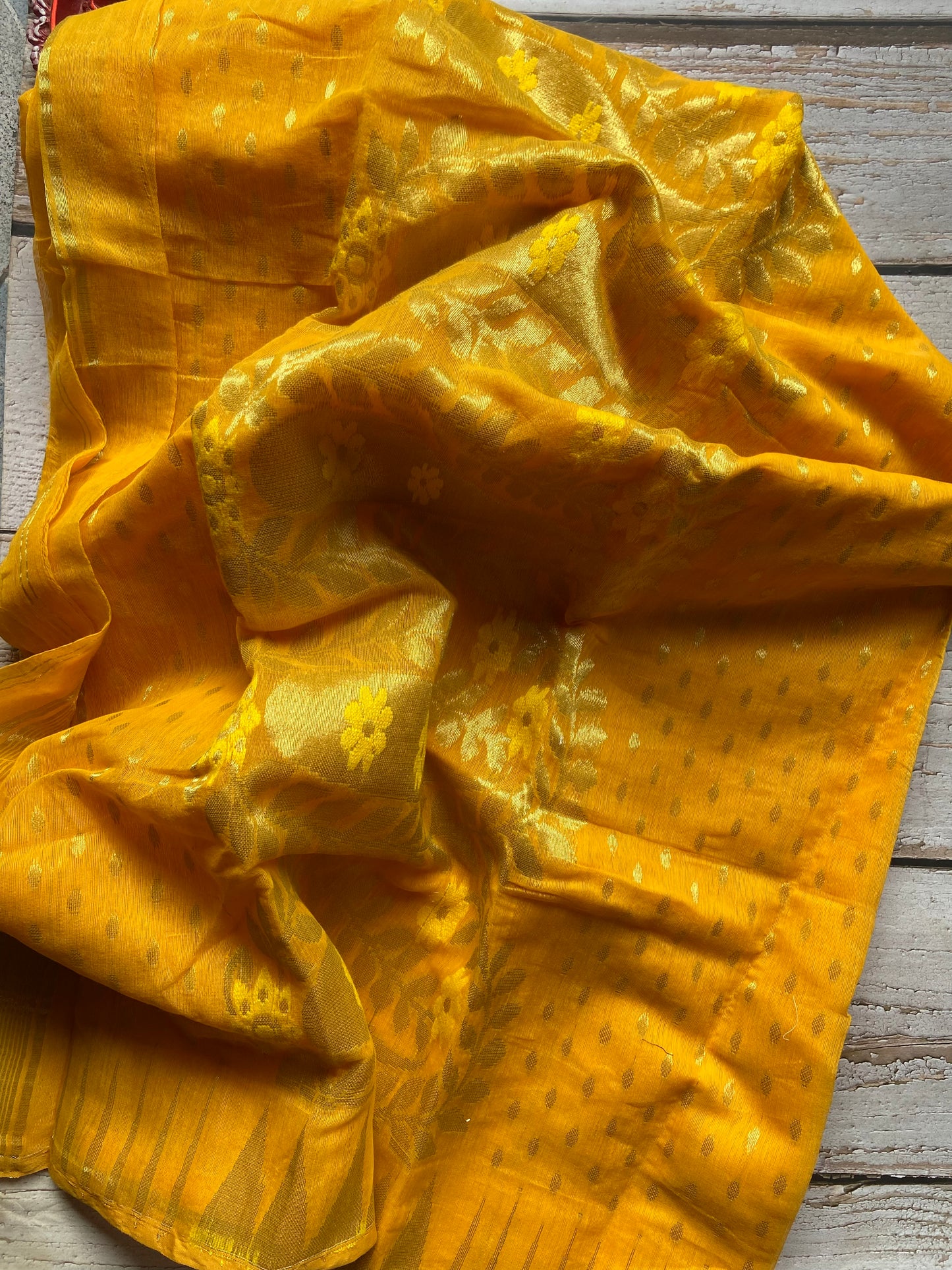 Holudh Yellow Jamdani Saree