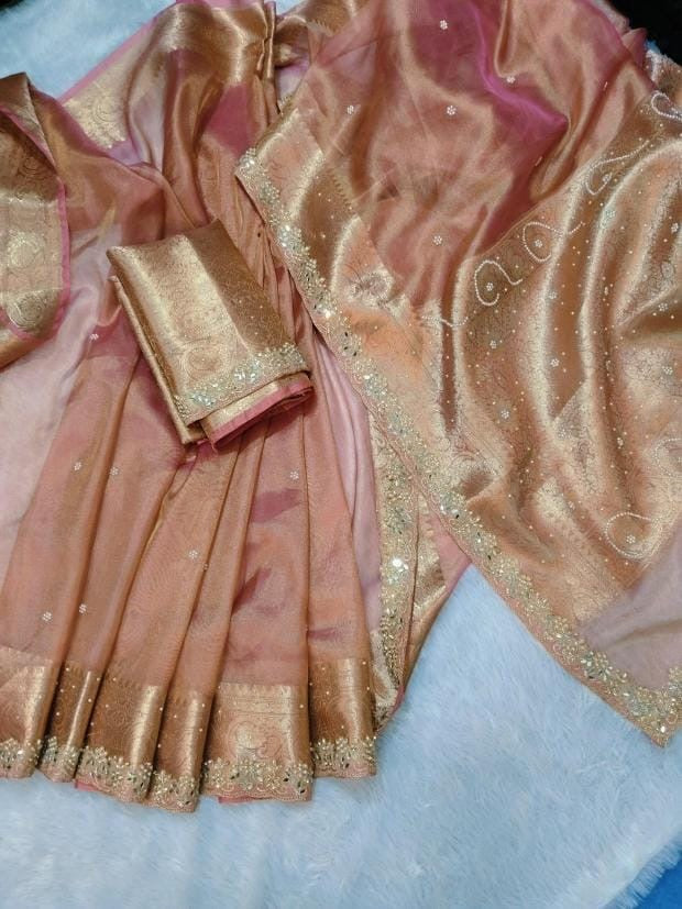 Reba Tissue Silk Saree (peach)