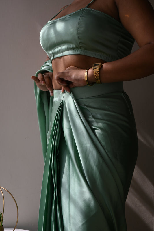 Sage Saree-Blouse Set
