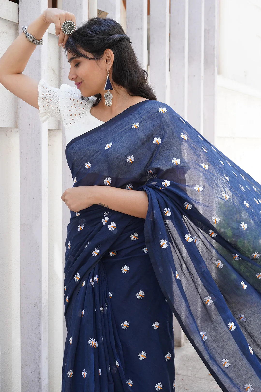 Parijat Navy Saree