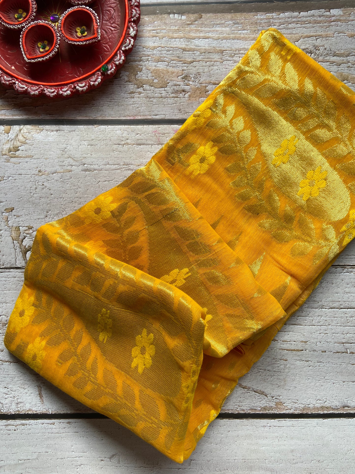 Holudh Yellow Jamdani Saree