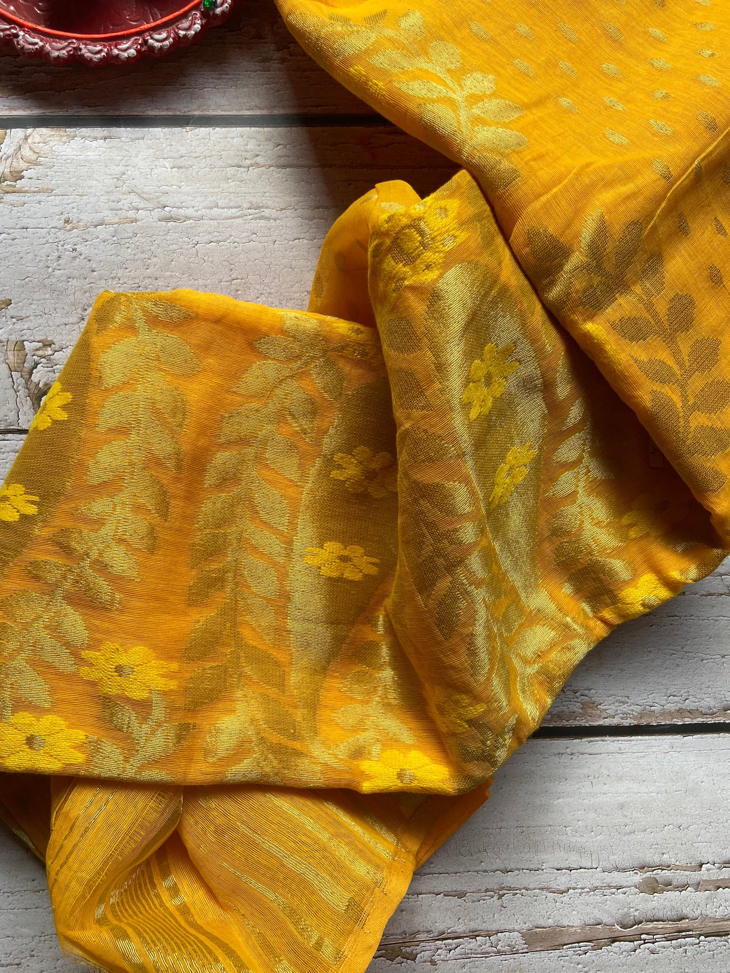 Holudh Yellow Jamdani Saree
