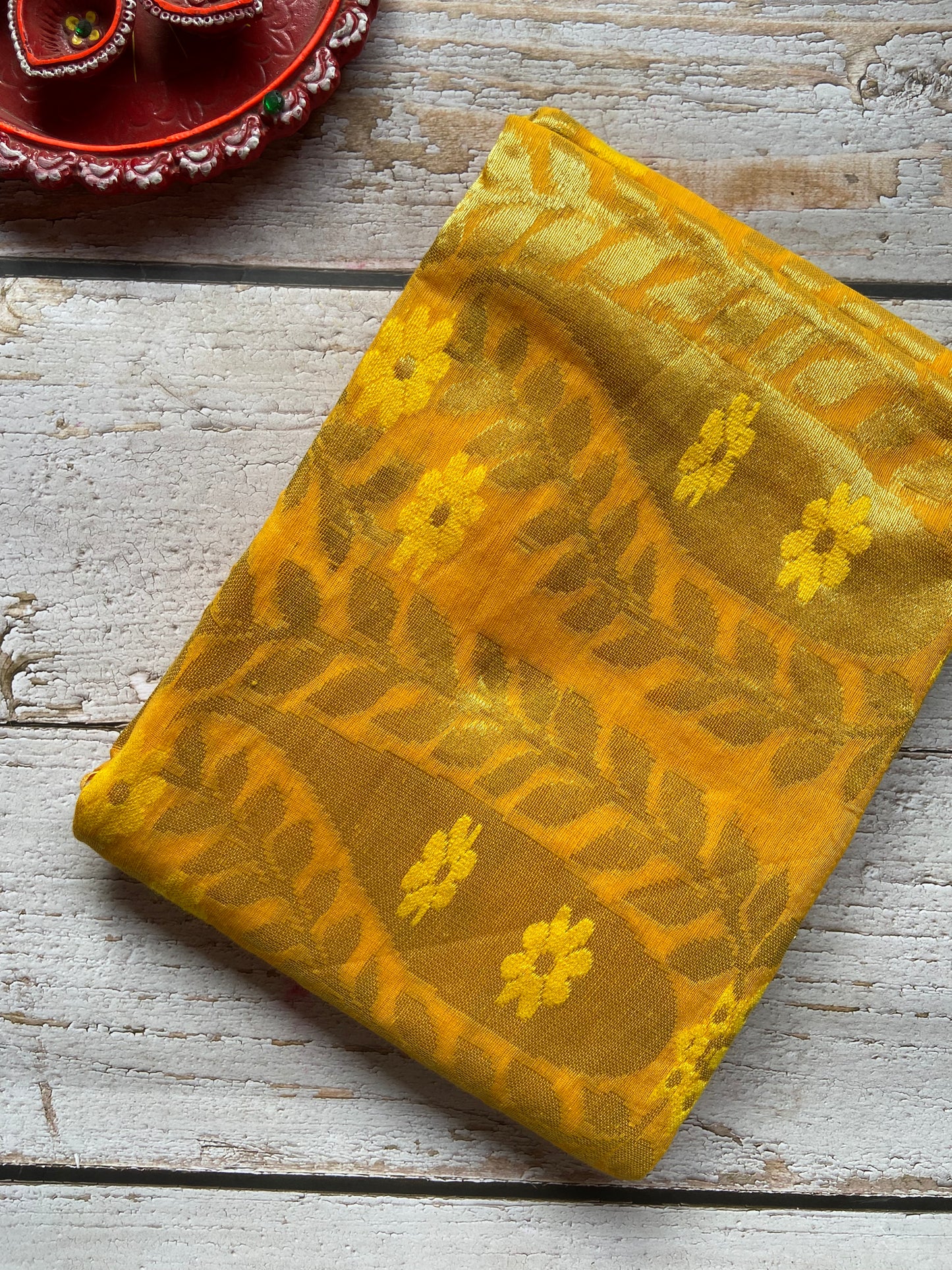 Holudh Yellow Jamdani Saree