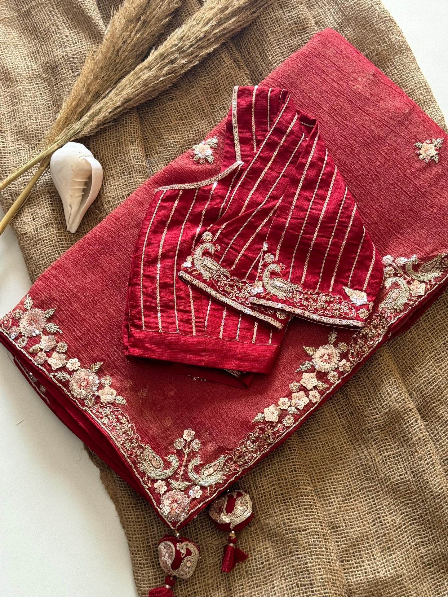 Naveli Red Saree