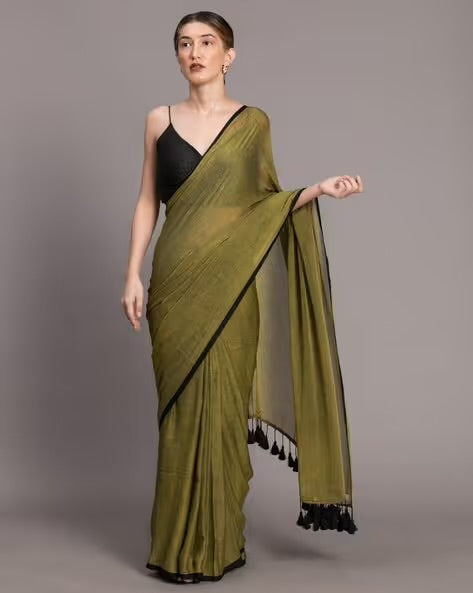Alaya Mul Saree (Olive)