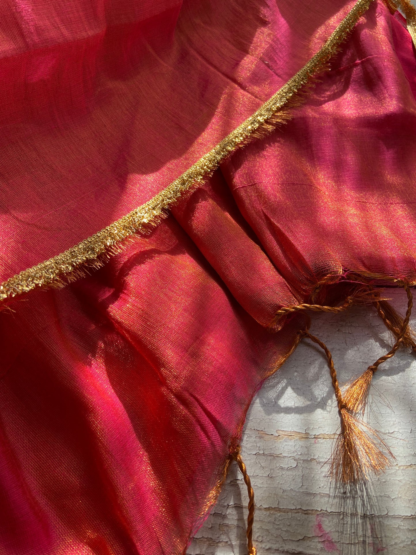 Sunehri Tissue Rani Saree