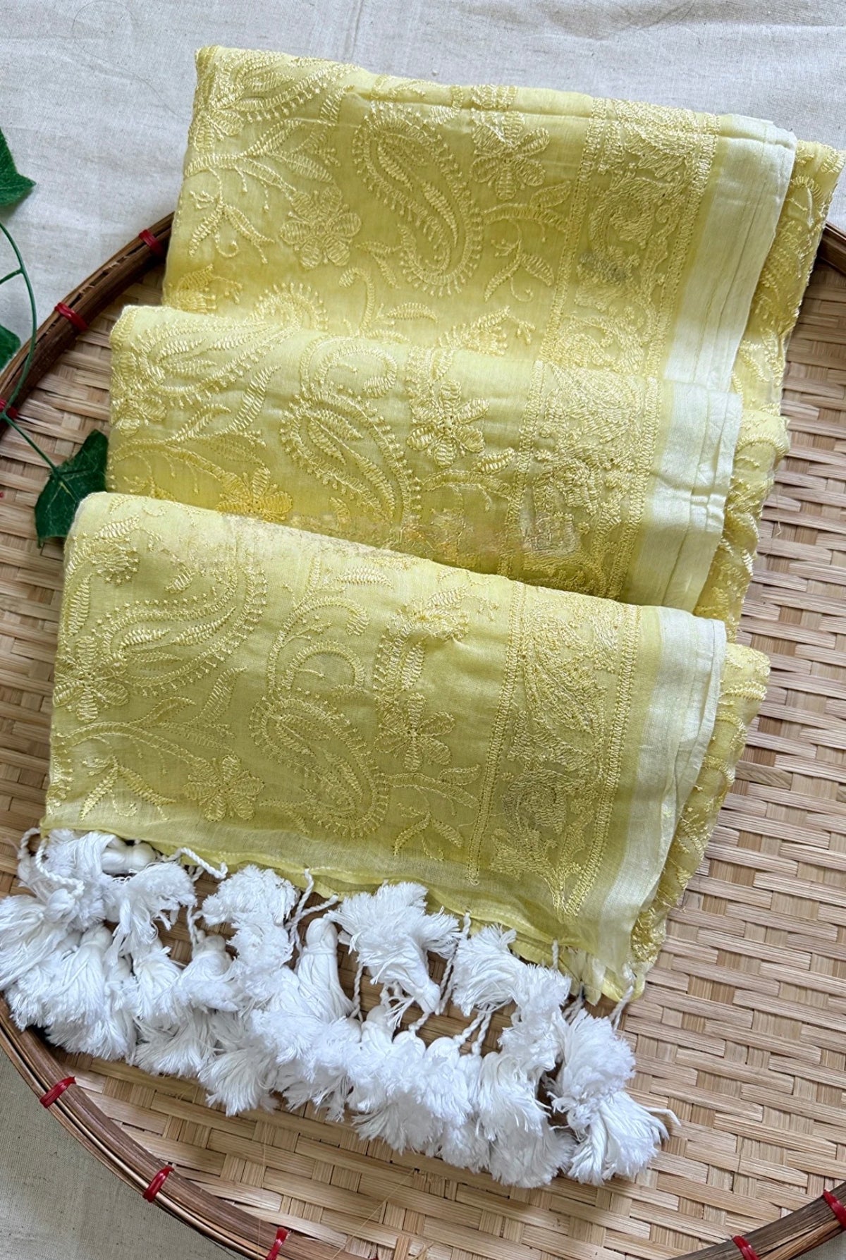 Netra Chikan Saree (yellow)