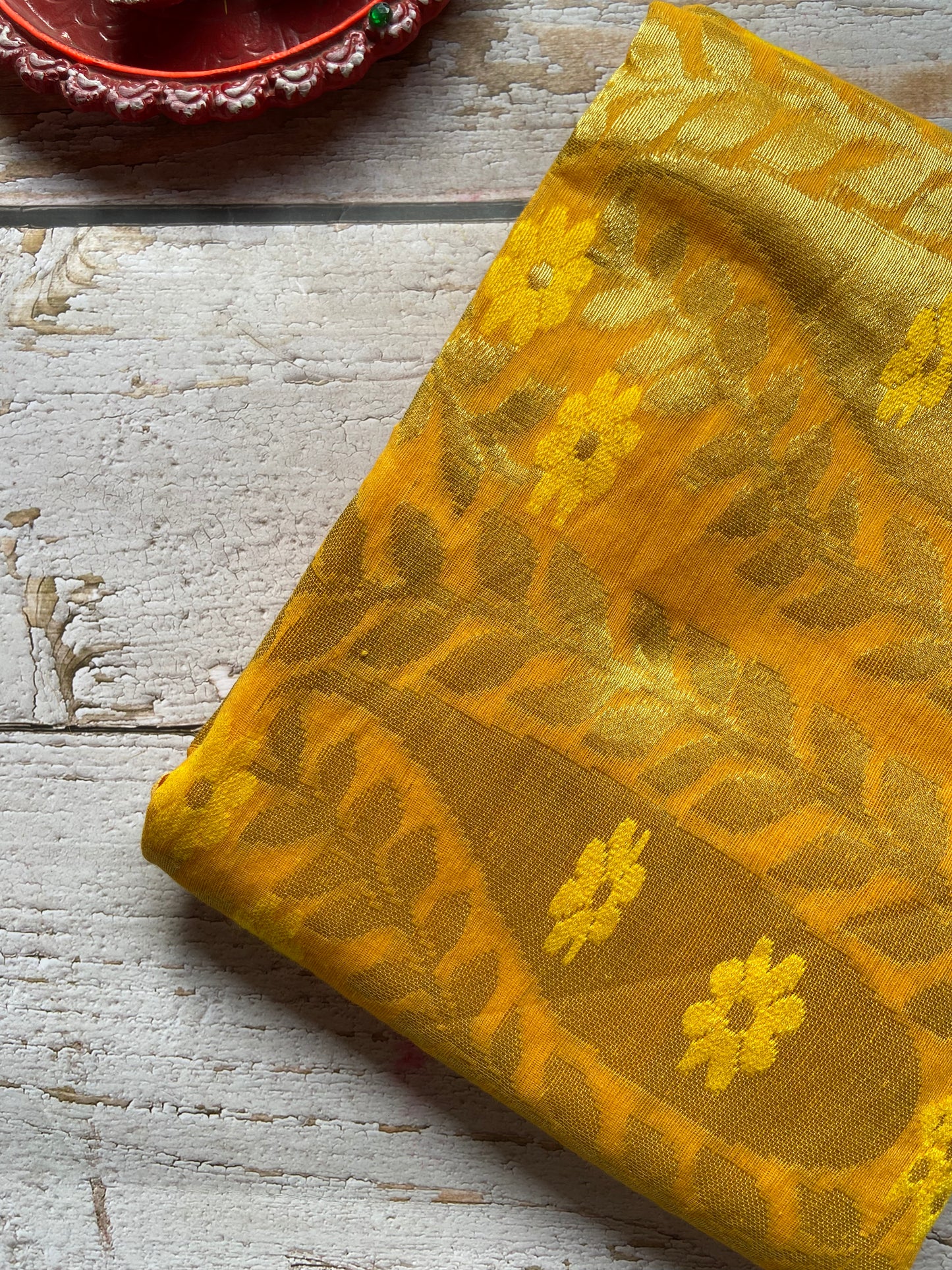 Holudh Yellow Jamdani Saree