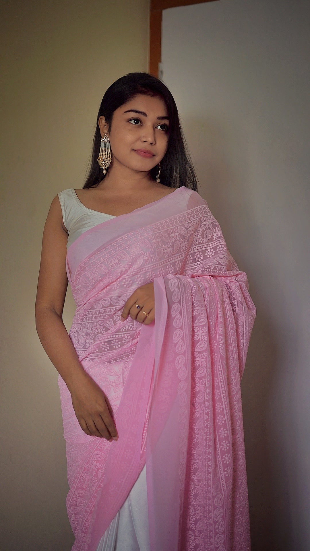 Rosy Sky Embroidered Saree