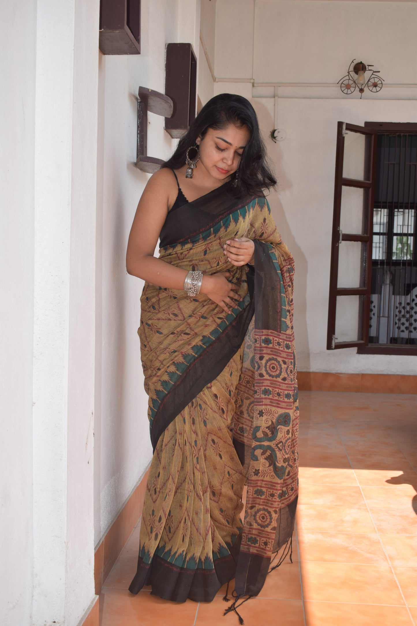 Raspedia Block Printed Saree