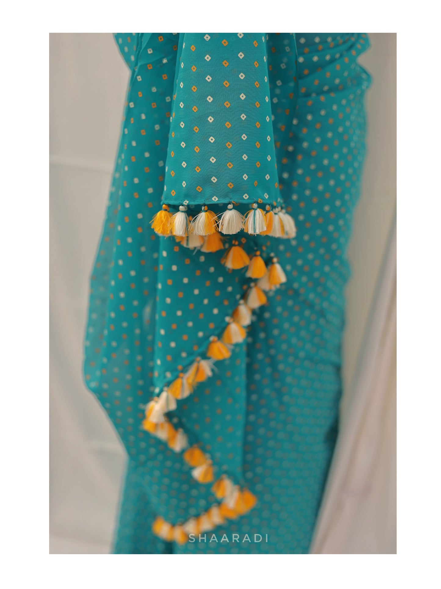 Turquoise Bandhani Saree