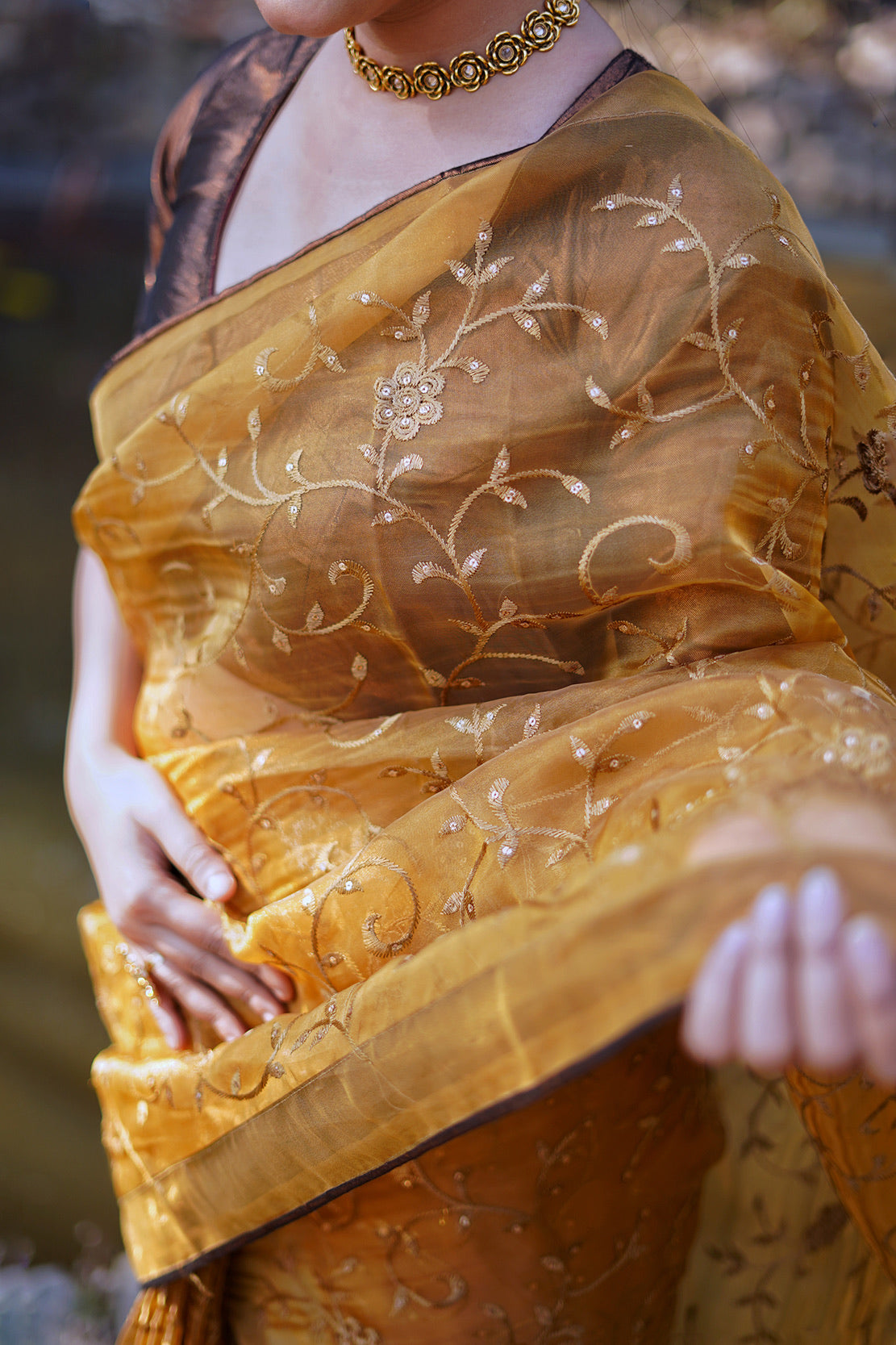 Copper Embellished Saree