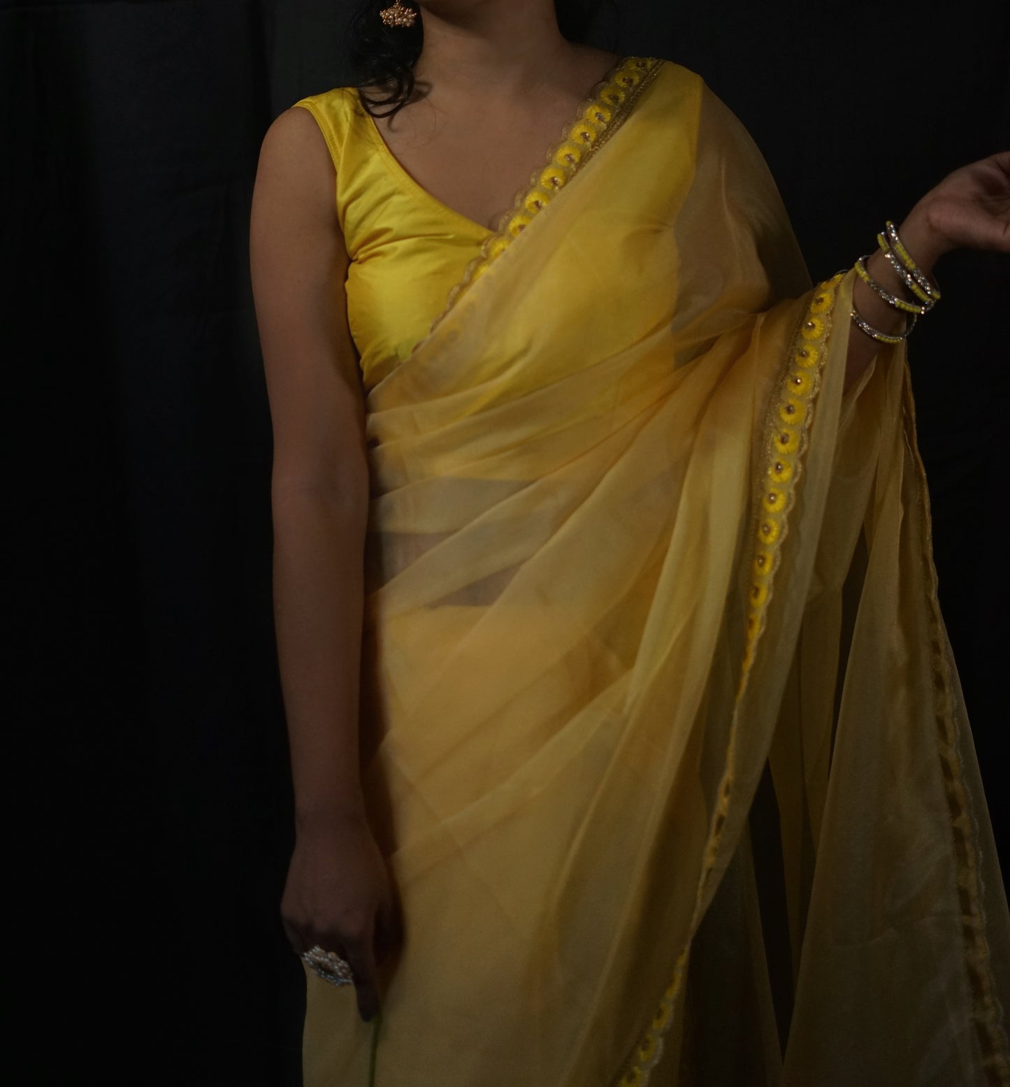 Genda Phool Organza Saree