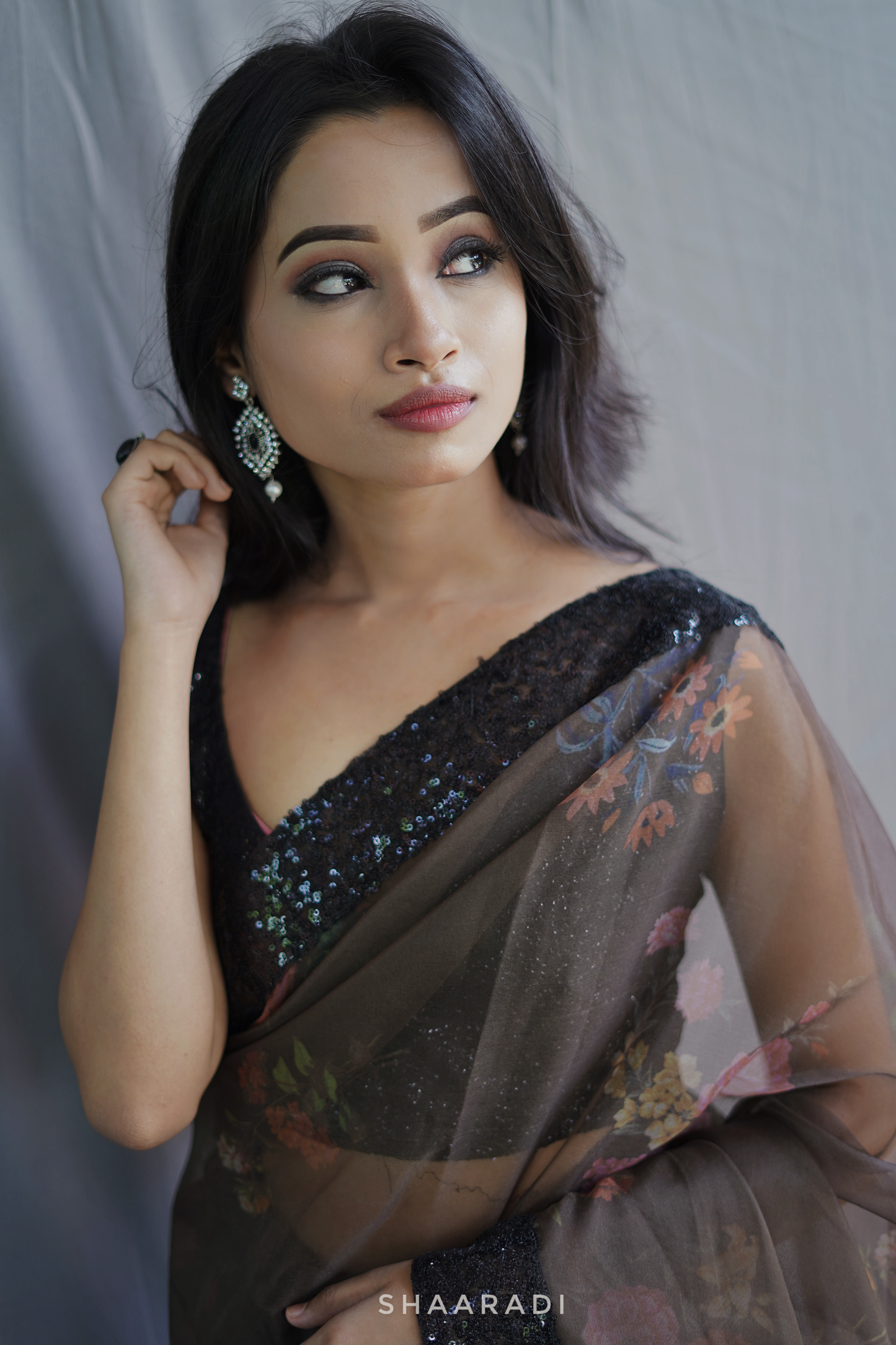 Viola Sequinned Organza Saree