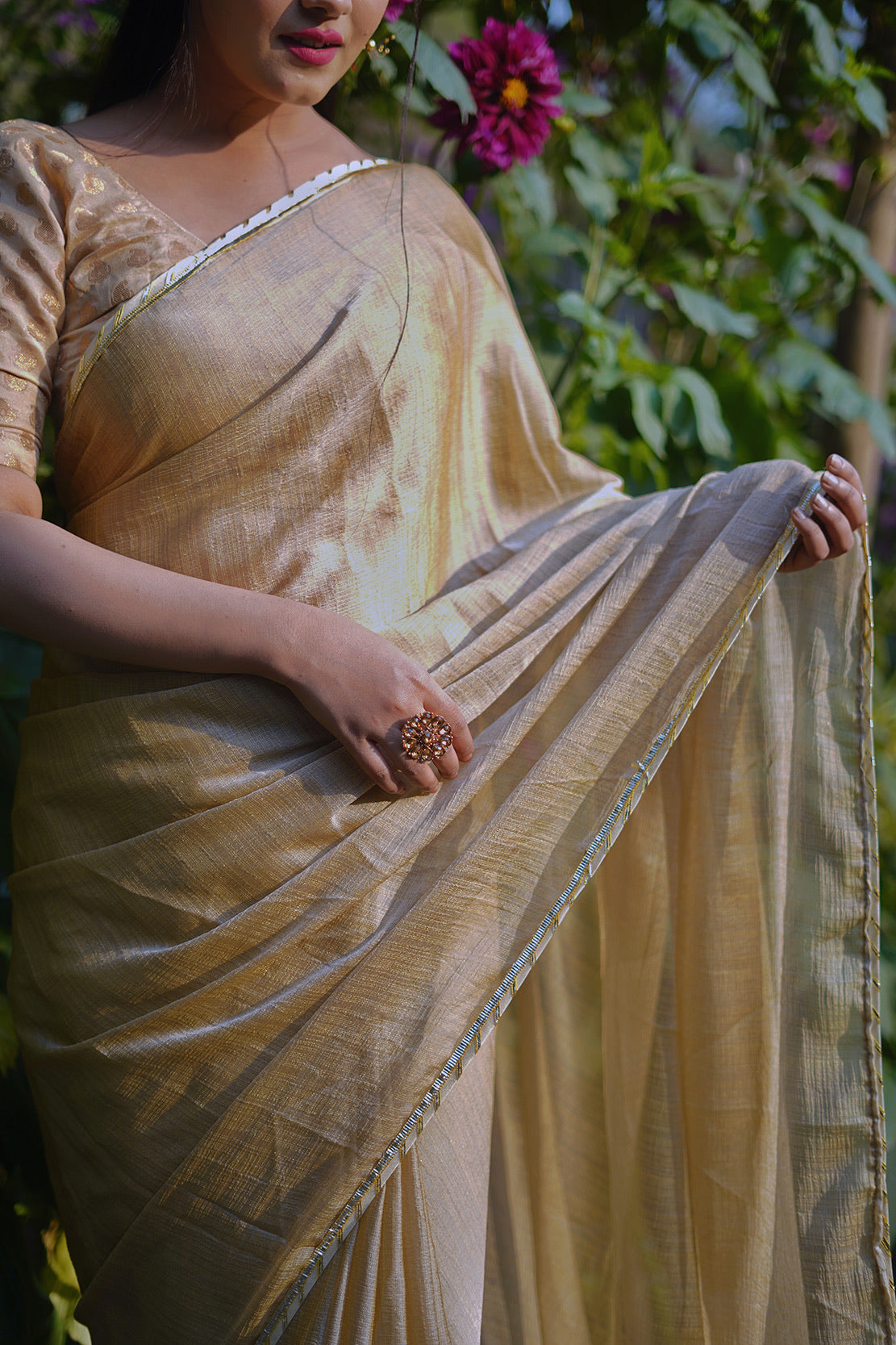 Beige Gota Saree