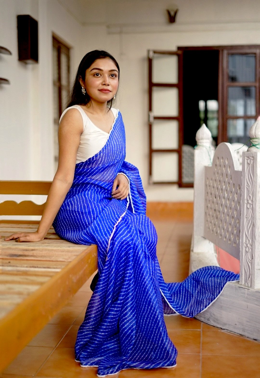 Neela Leheriya Saree