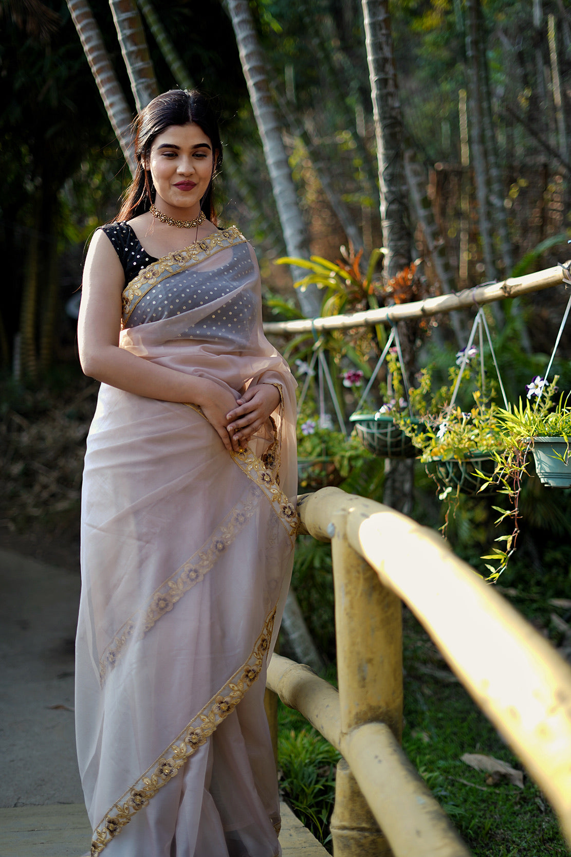 Gold floral Saree