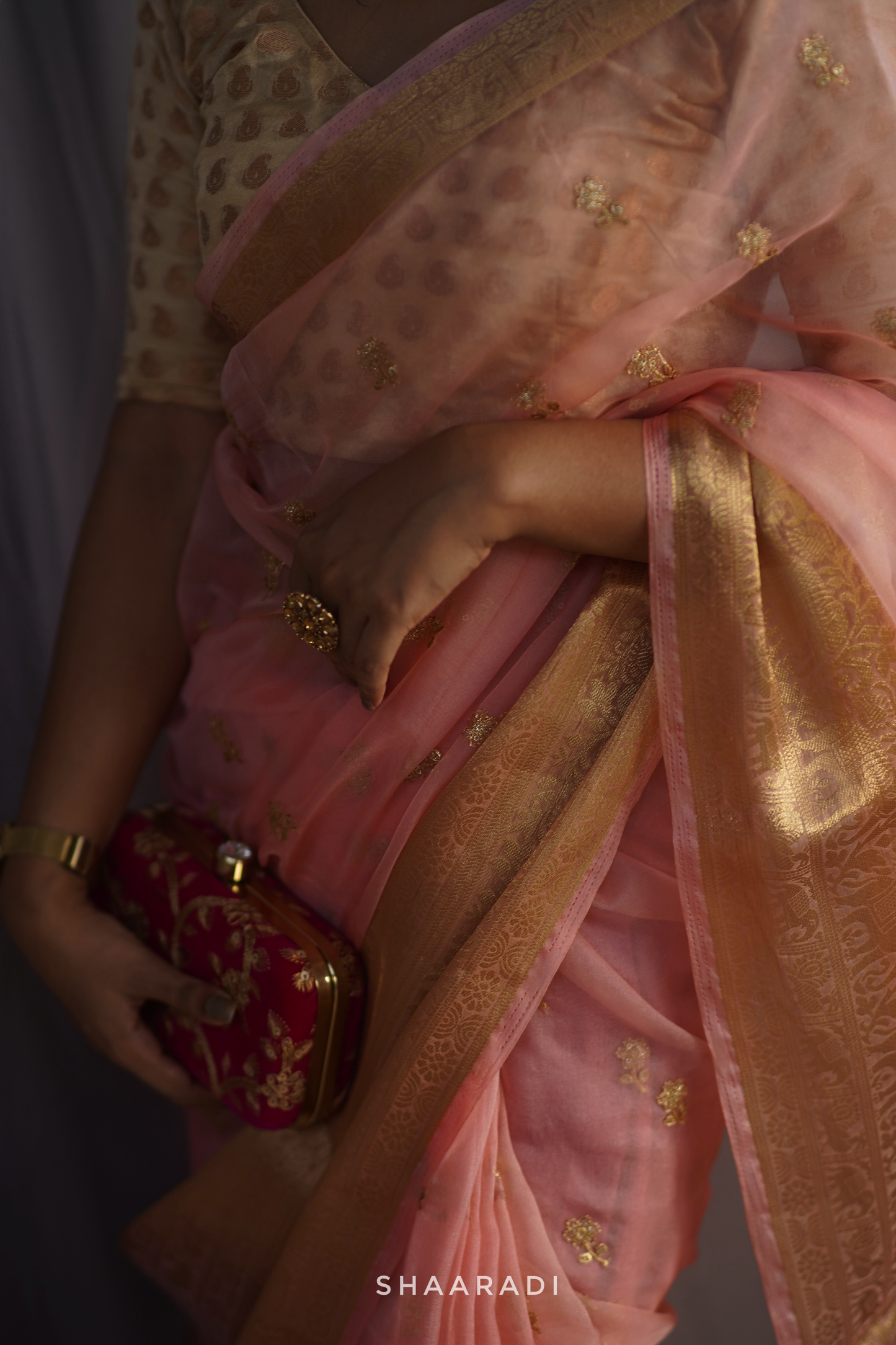 Peach Blossoms Organza Saree