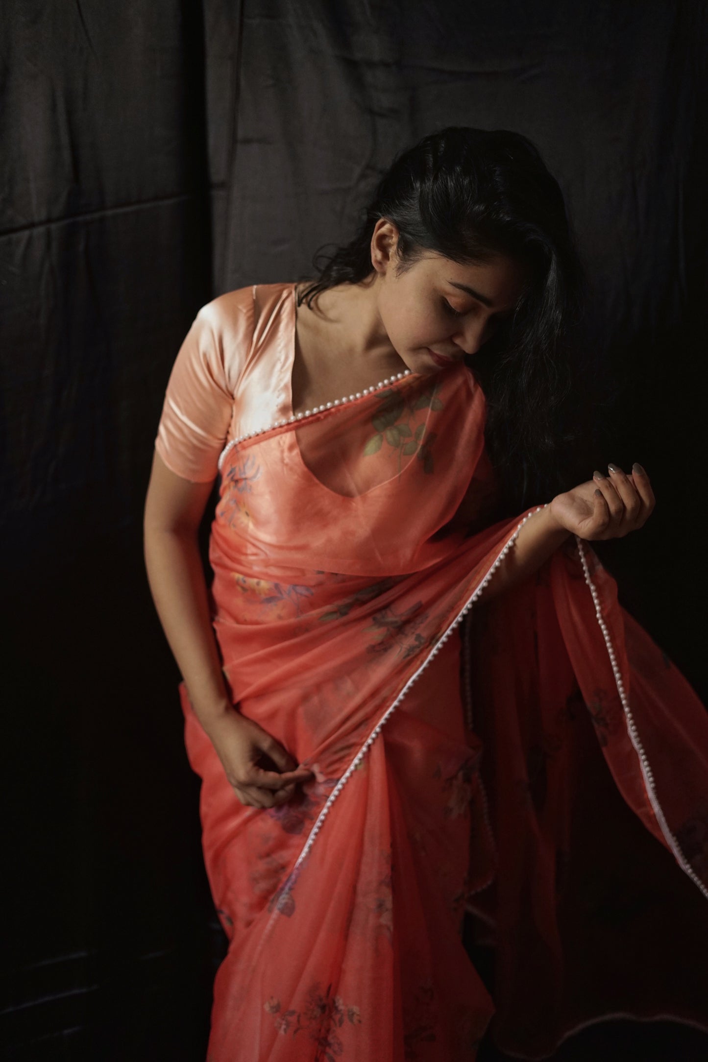 Pretty in peach Organza Saree