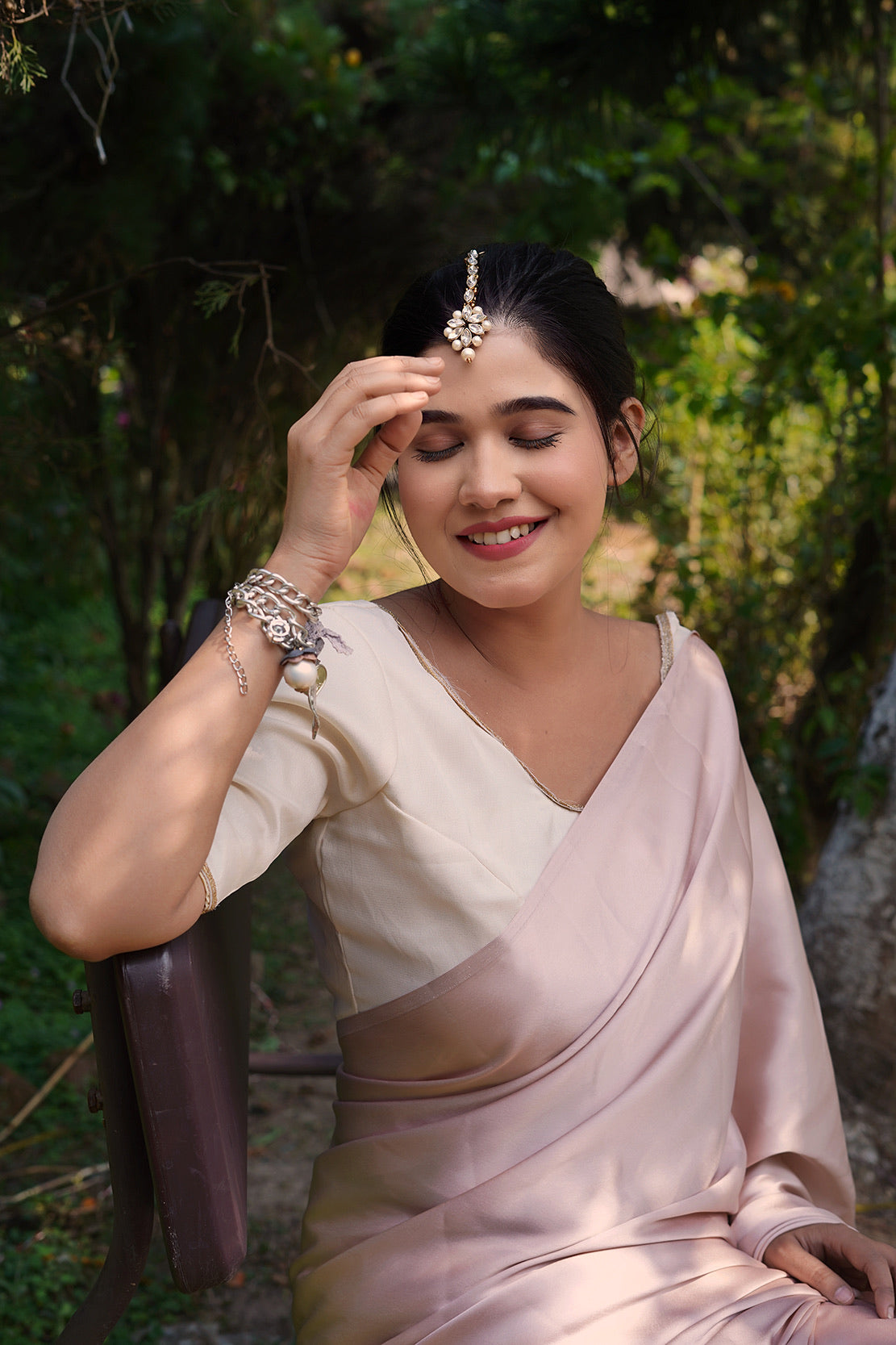 Rose Gold Satin Saree