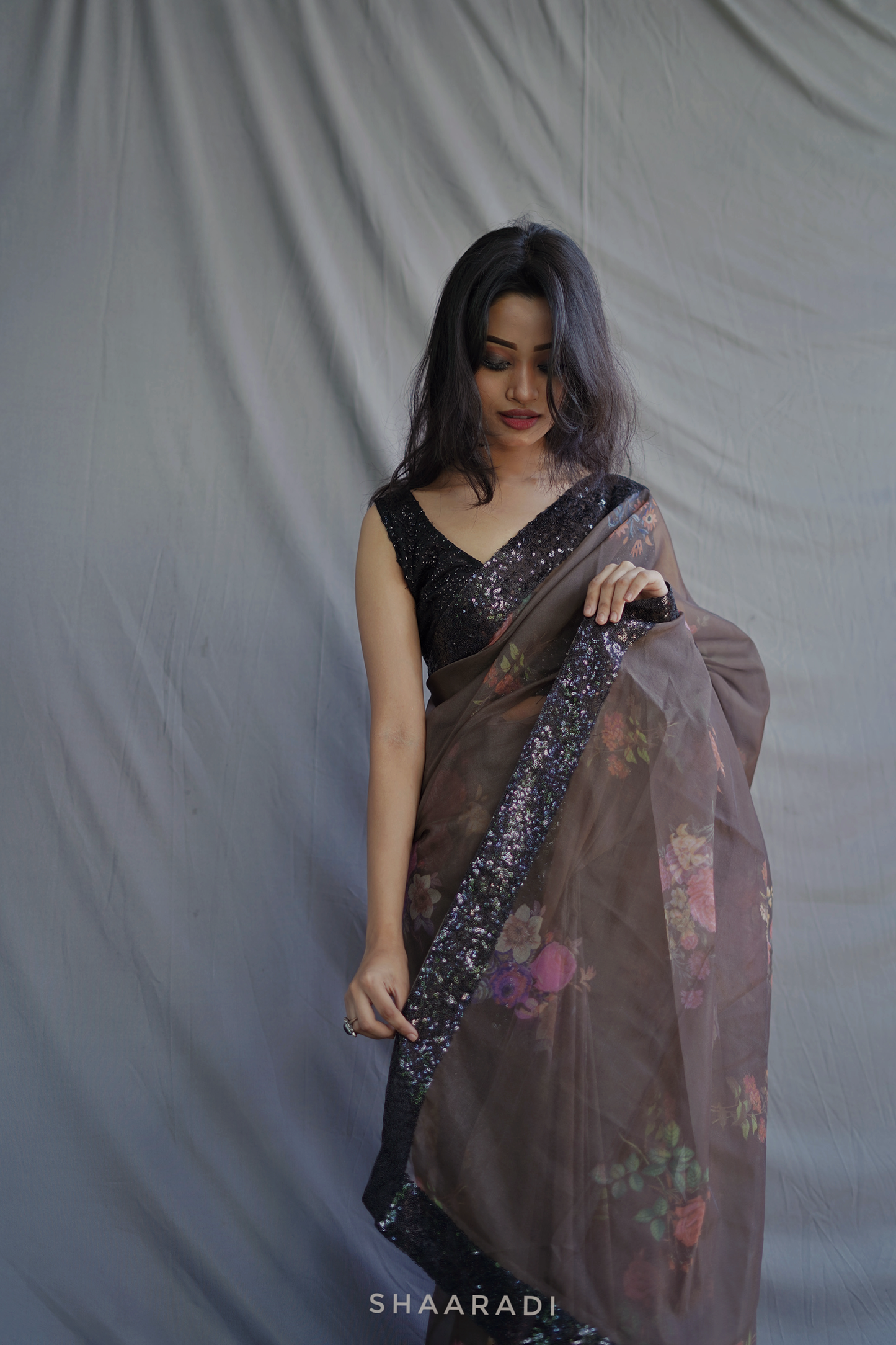 Viola Sequinned Organza Saree
